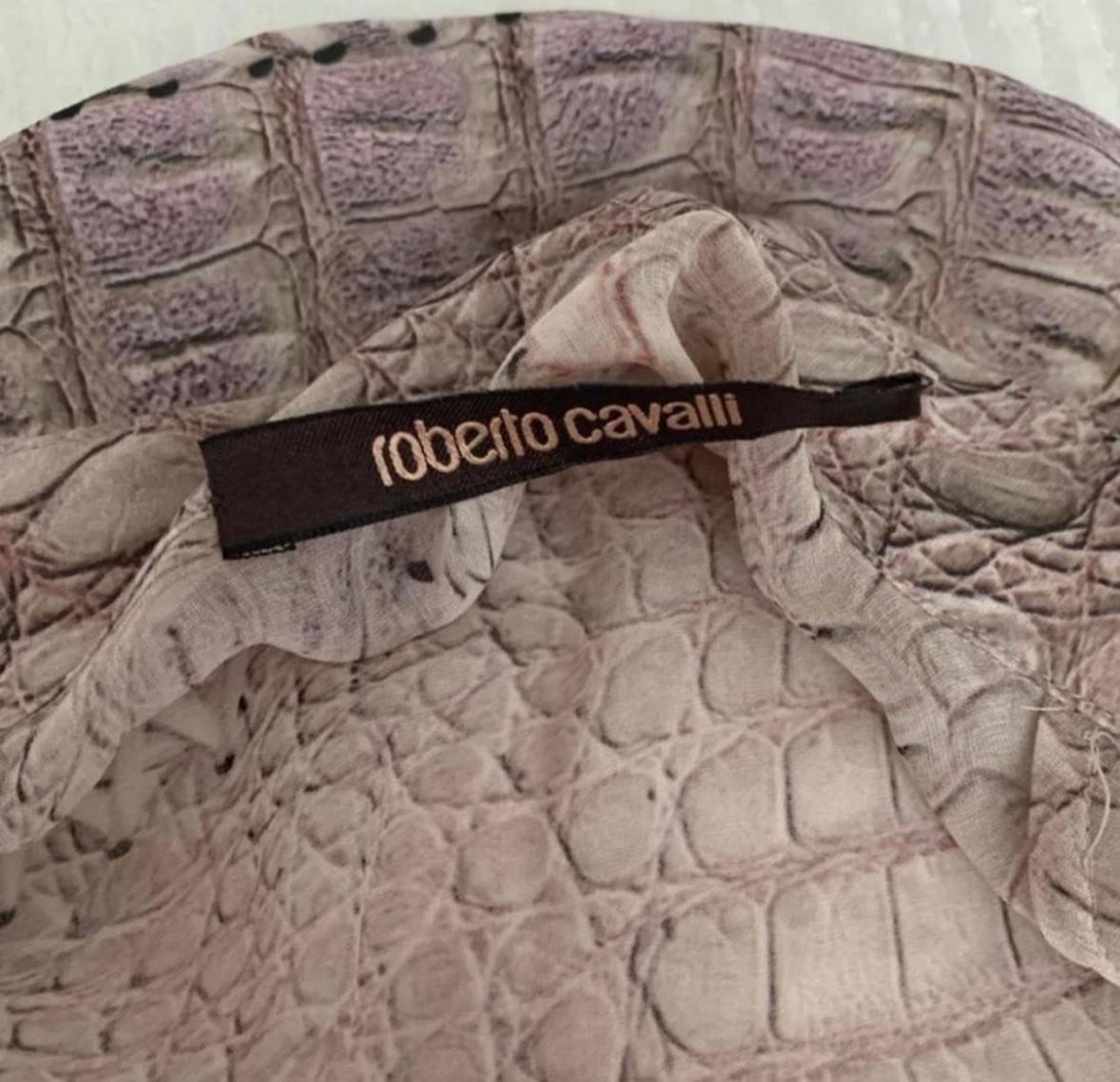 Roberto Cavalli 2001 leather lace silk croc blouse 1