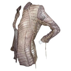 Roberto Cavalli 2001 leather lace silk croc blouse