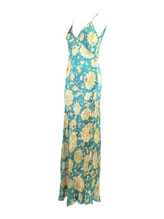 Vestido largo con estampado floral de Roberto Cavalli, 2001