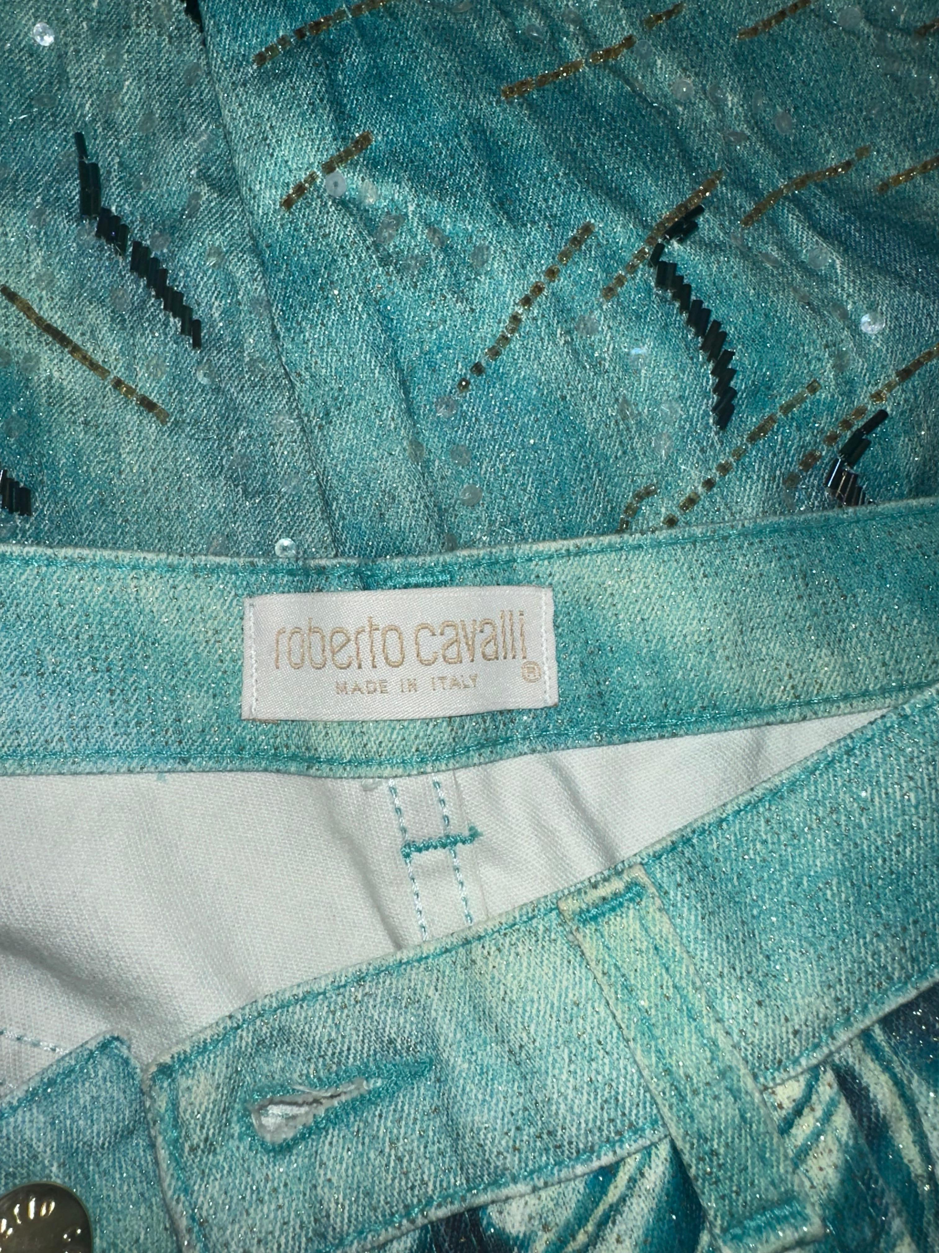 Roberto Cavalli 2001 runway beaded pants In Good Condition For Sale In North Miami, FL