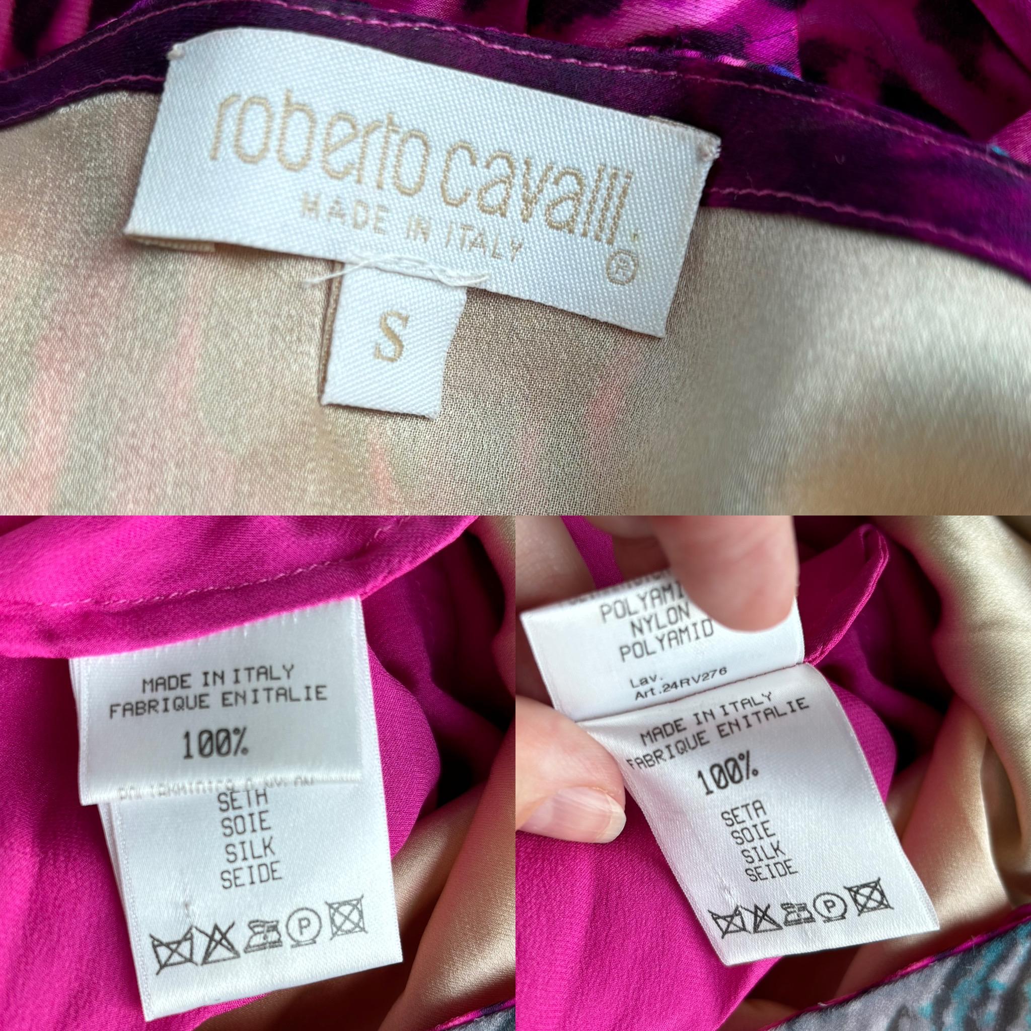 Purple ROBERTO CAVALLI 2001 Vintage Silk Beaded Runway Style Dress For Sale