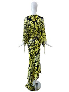 ROBERTO CAVALLI 2001 Vintage Y2K Runway Silk Psychedelic Maxi Gown Long Dress