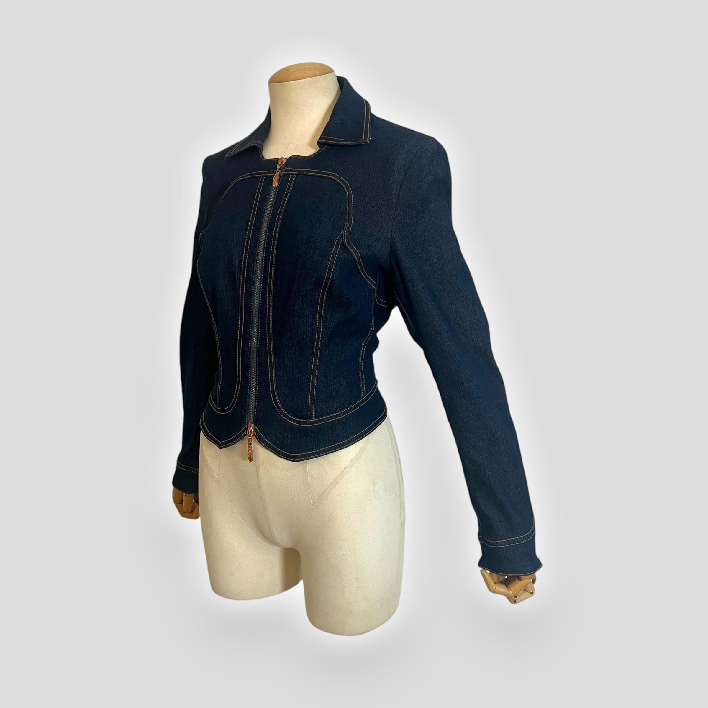 Roberto Cavalli 2002 Denim Jacket, East-West Inspired For Sale 2