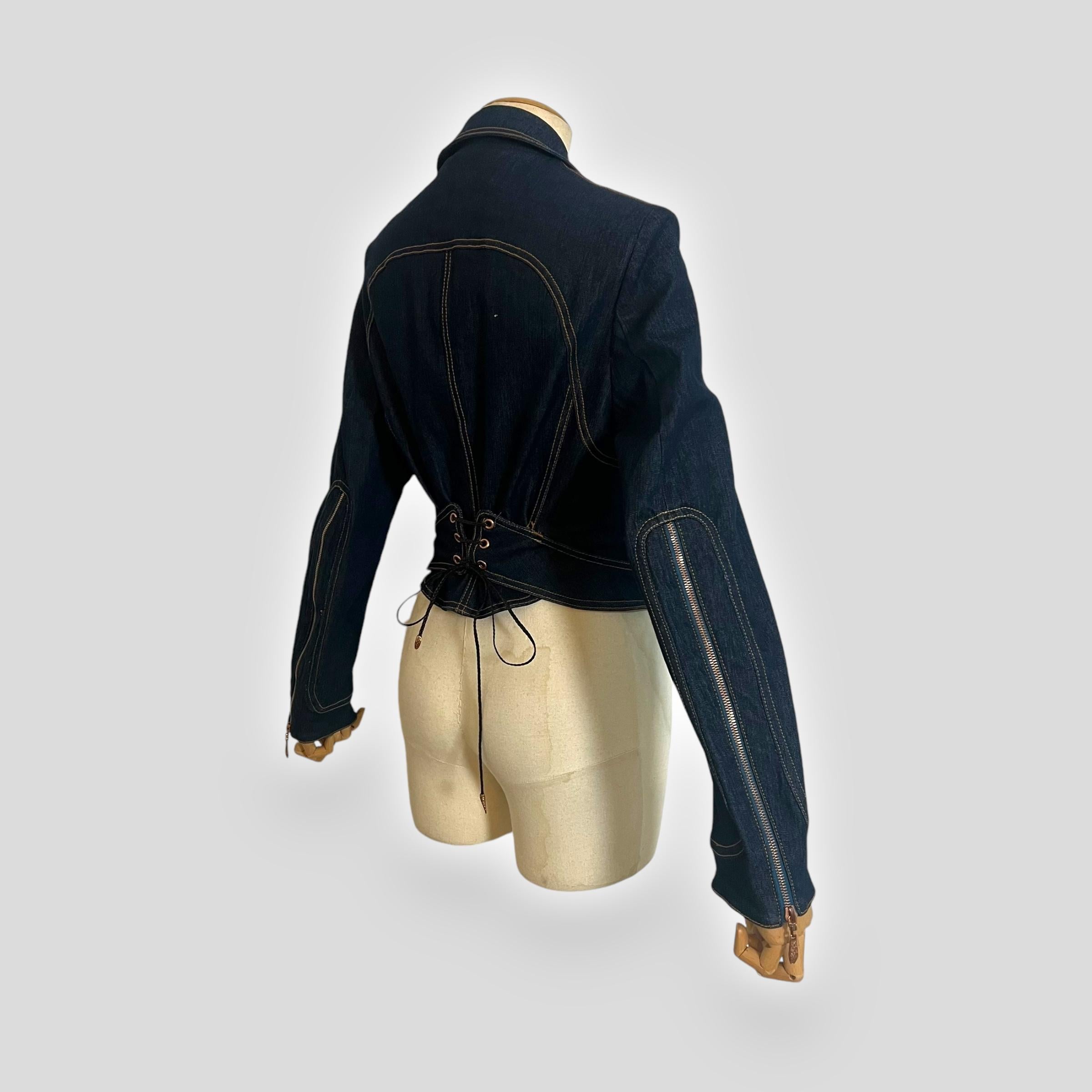 Roberto Cavalli 2002 Denim Jacket, East-West Inspired For Sale 3