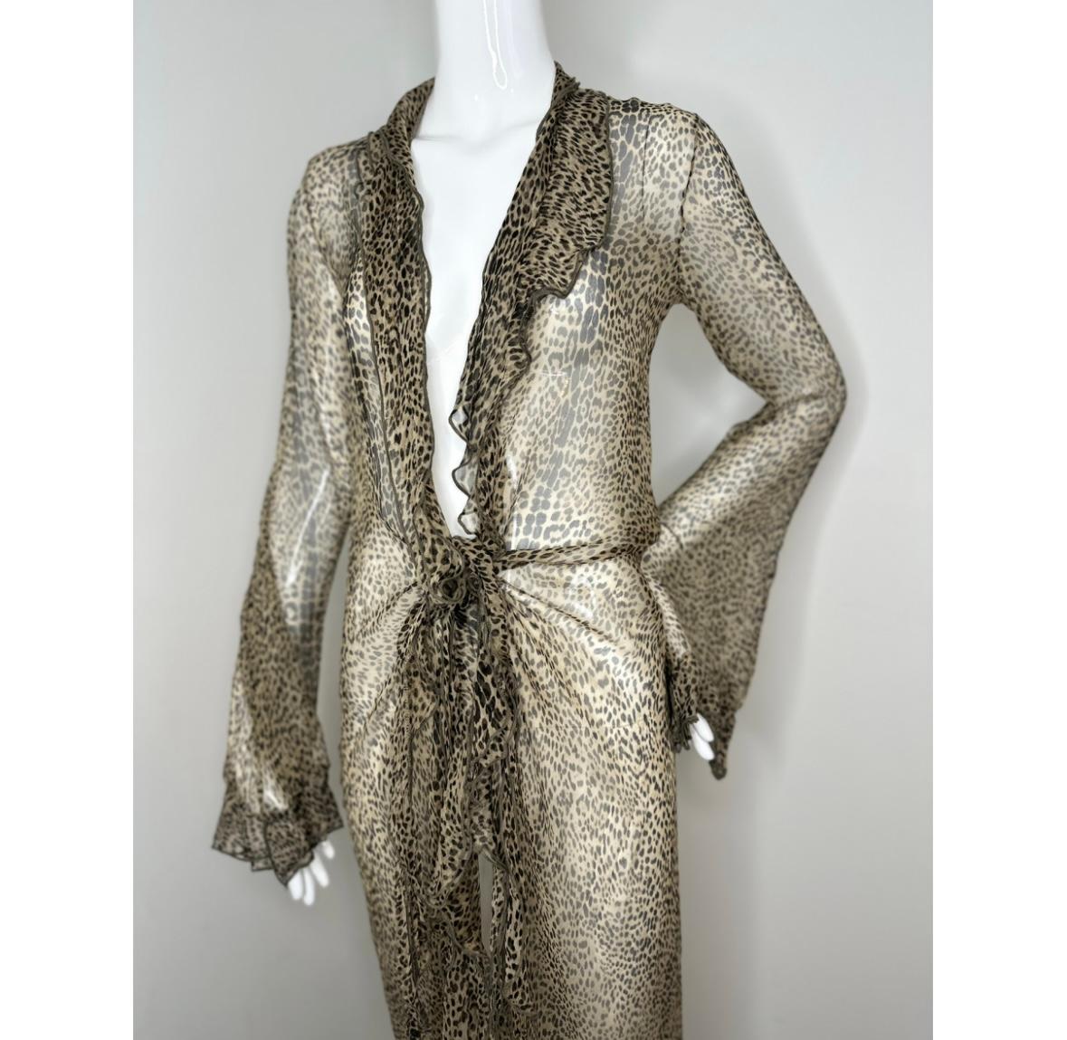Absolutely stunning Roberto Cavalli S/S 2002 silk ruffle maxi wrap dress 

Size 42 would fit XS-M
Ties around 
 Great vintage condition, brand tag semi detached. Small tear at the bottom from a heel (last photo)

