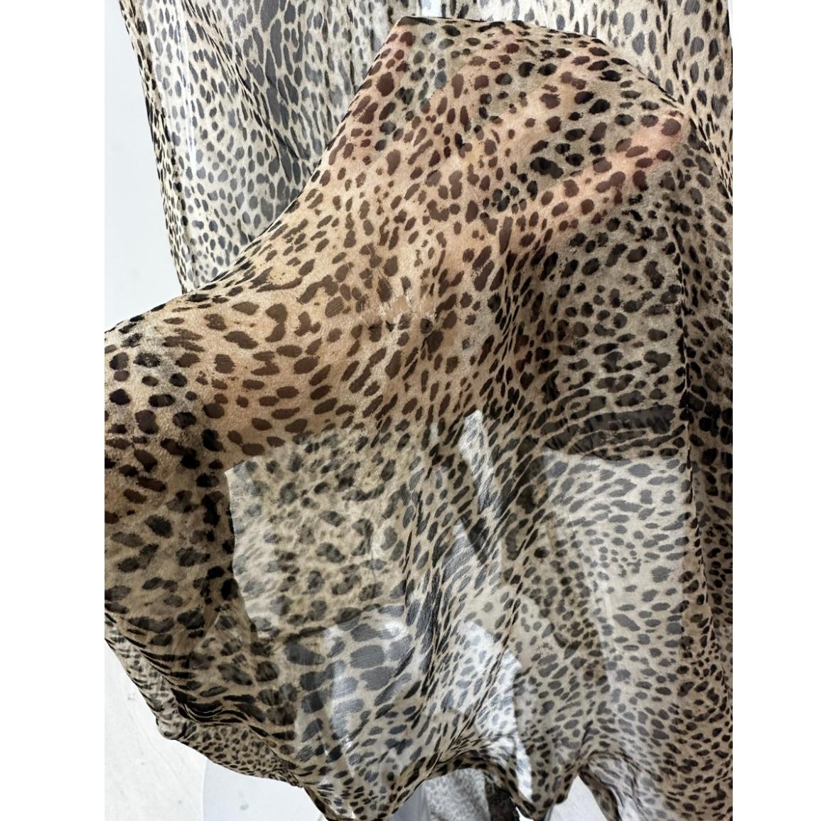 Roberto Cavalli 2002 leopard silk ruffle gown 2