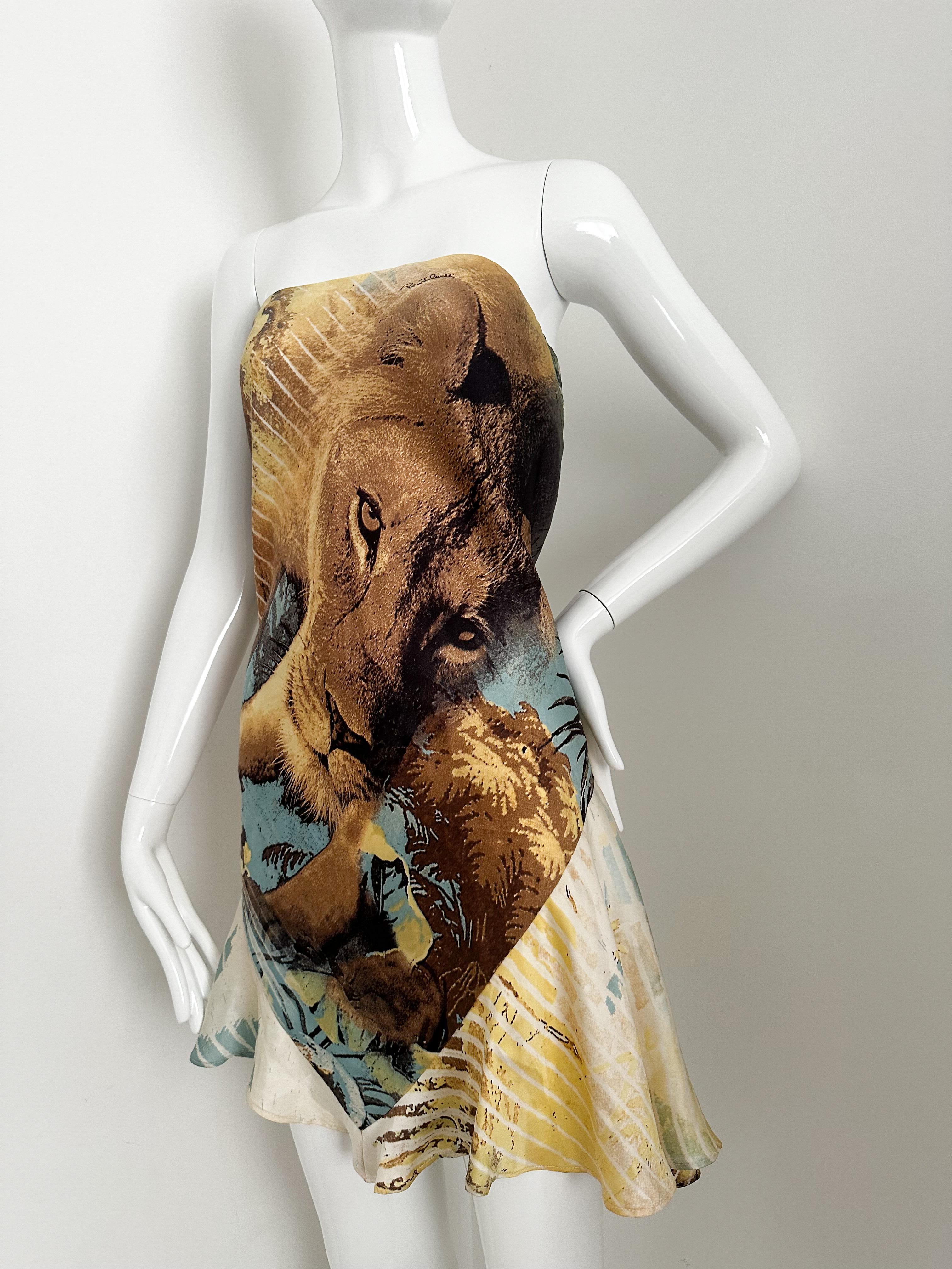 Roberto Cavalli 2002 lion silk skirt or dress In Good Condition In Annandale, VA
