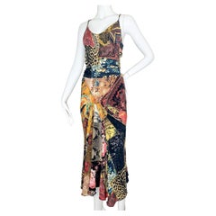 Roberto Cavalli 2002 patchwork print midi skirt and top set