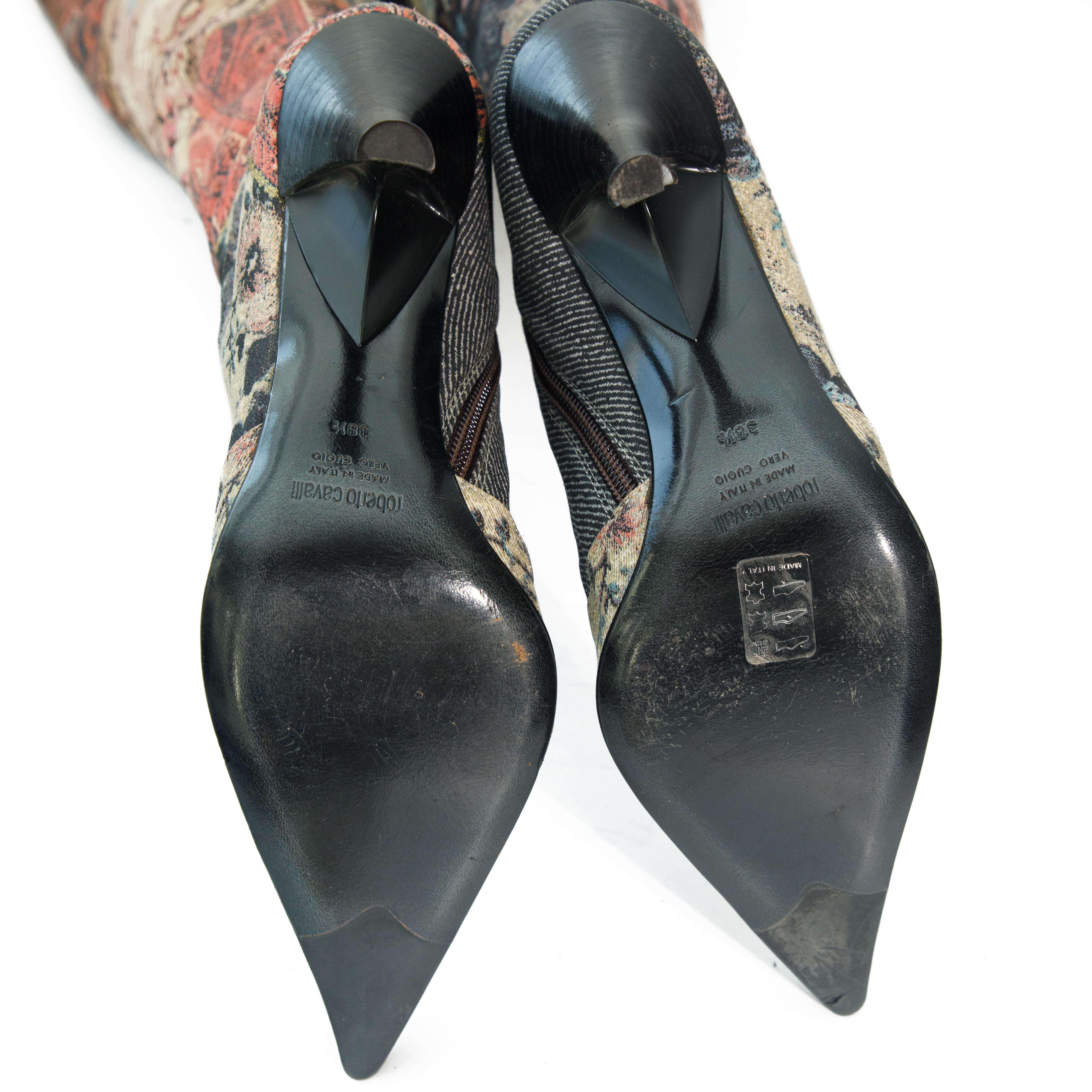 Roberto Cavalli 2002 Stivali alti alla coscia patchwork misura 38,5 in vendita 3