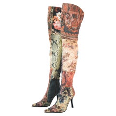 Roberto Cavalli 2002 Stivali alti alla coscia patchwork misura 38,5