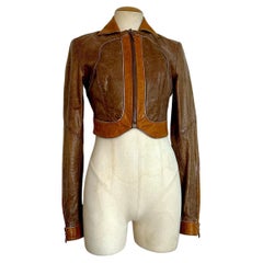 Vintage Roberto Cavalli 2002 runway cropped leather jacket 