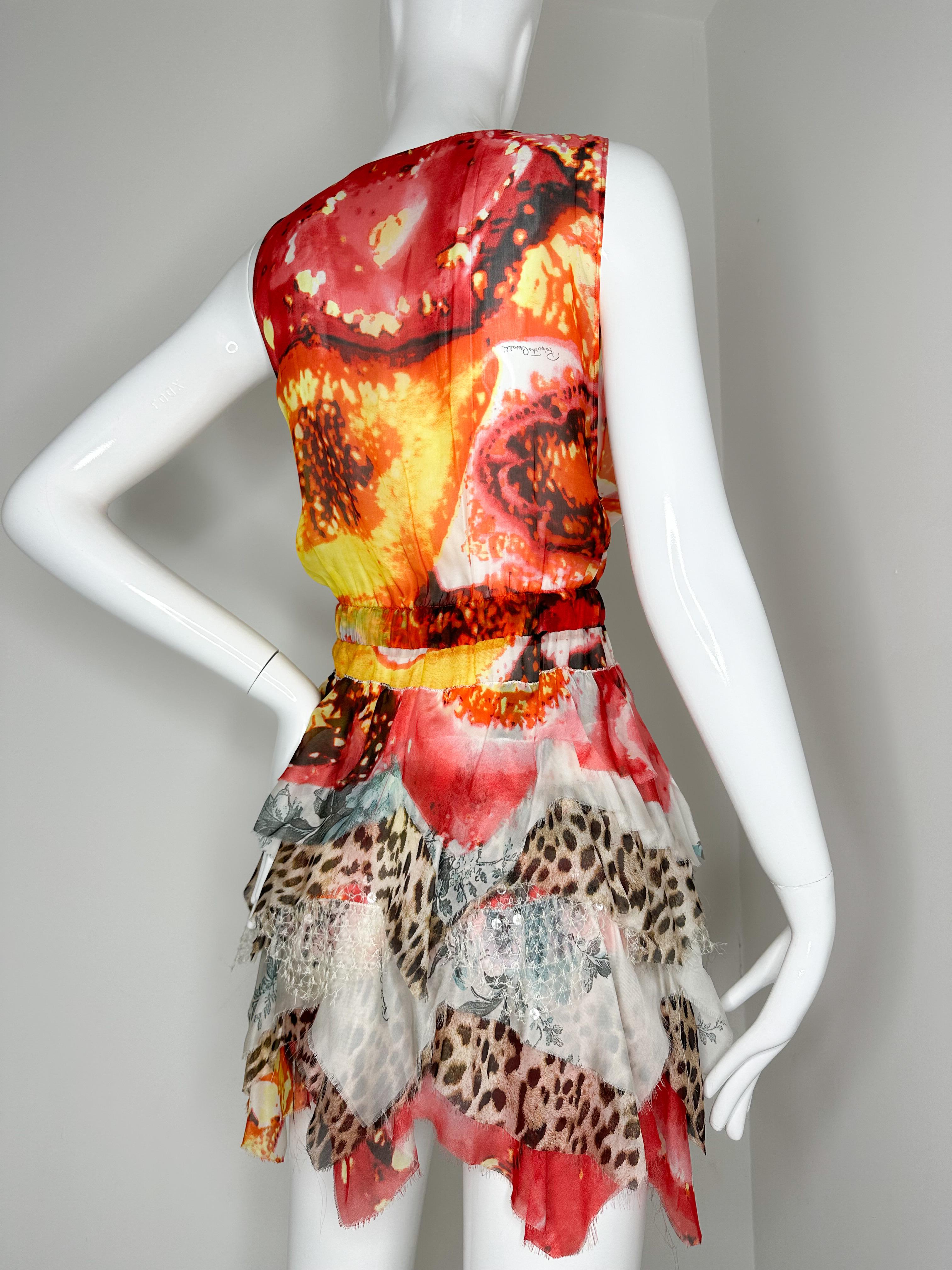 Roberto Cavalli 2002 runway silk mini dress  For Sale 2