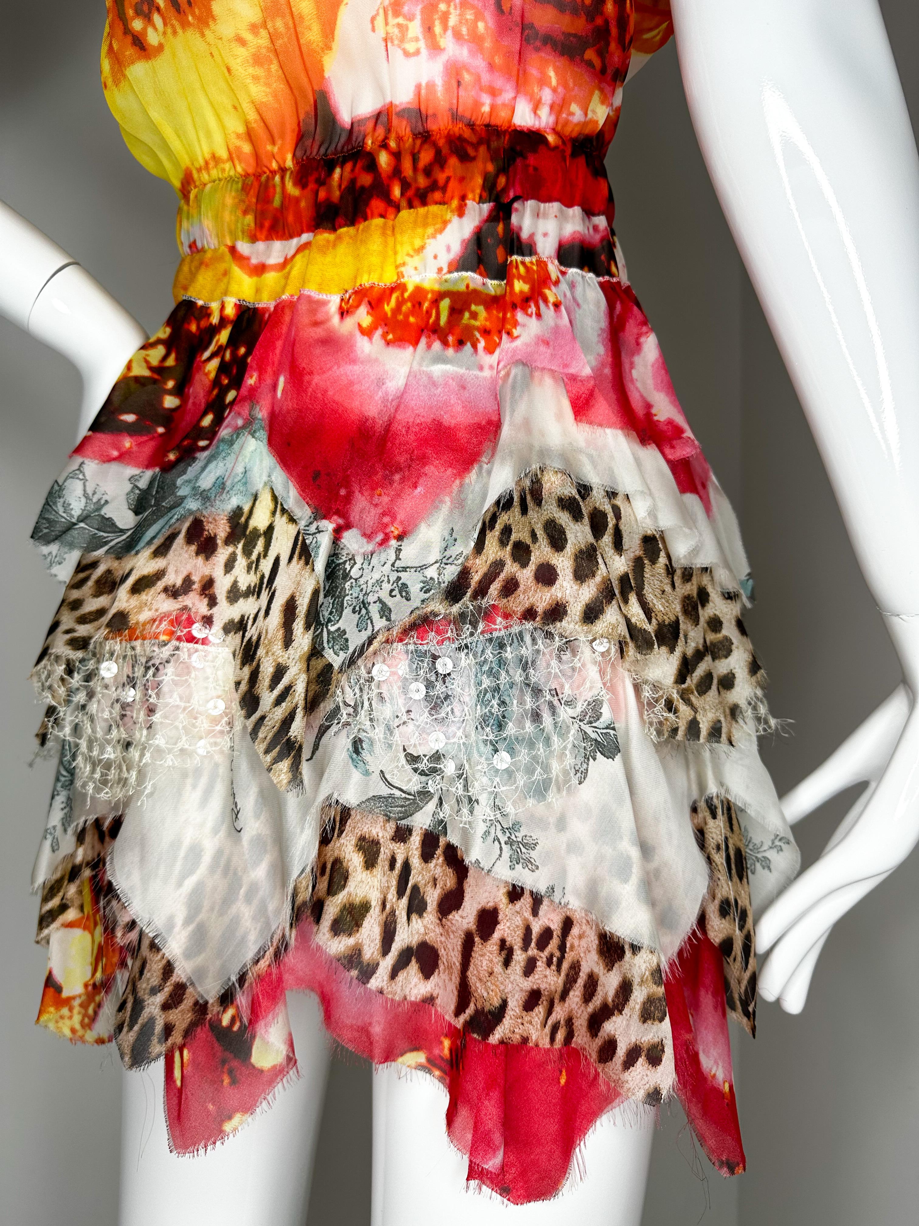 Roberto Cavalli 2002, mini robe de défilé en soie  en vente 3