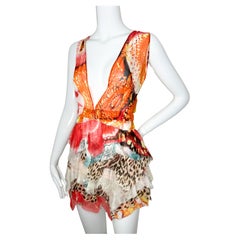 Retro Roberto Cavalli 2002 runway silk mini dress 