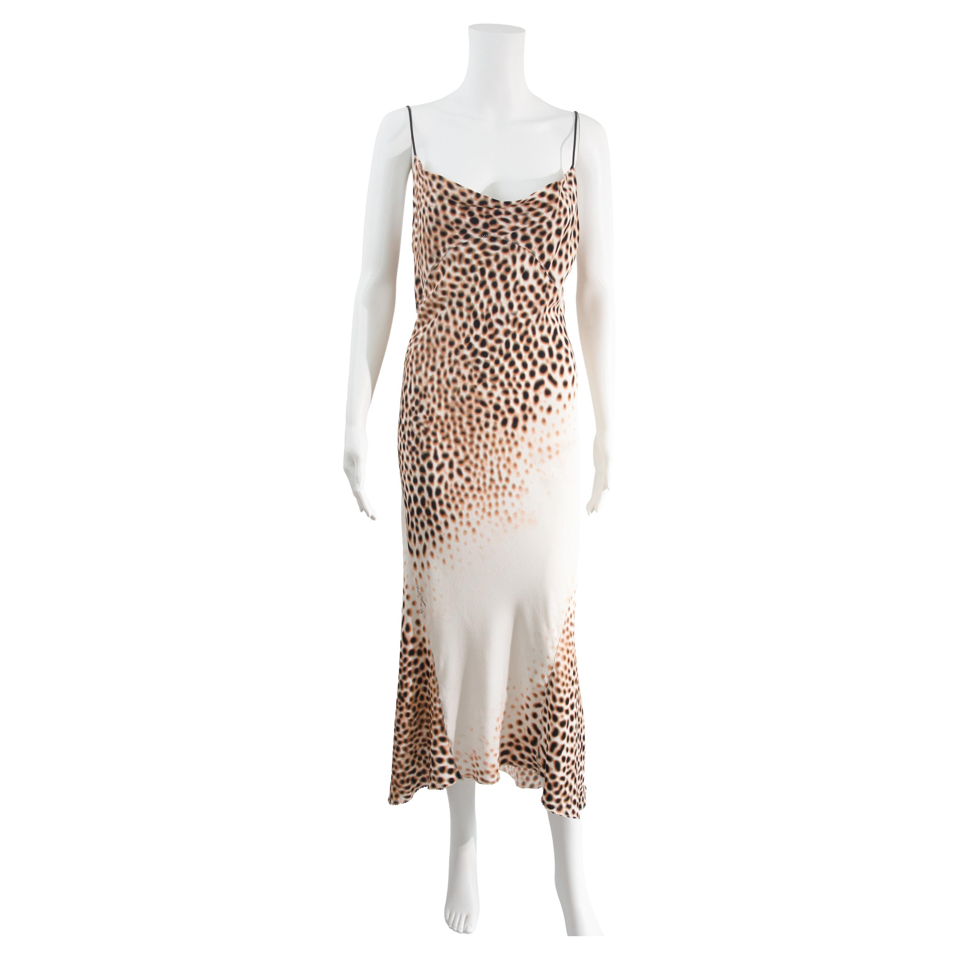 Roberto Cavalli 2002 Silk Shark Print Bias Cut Dress size L