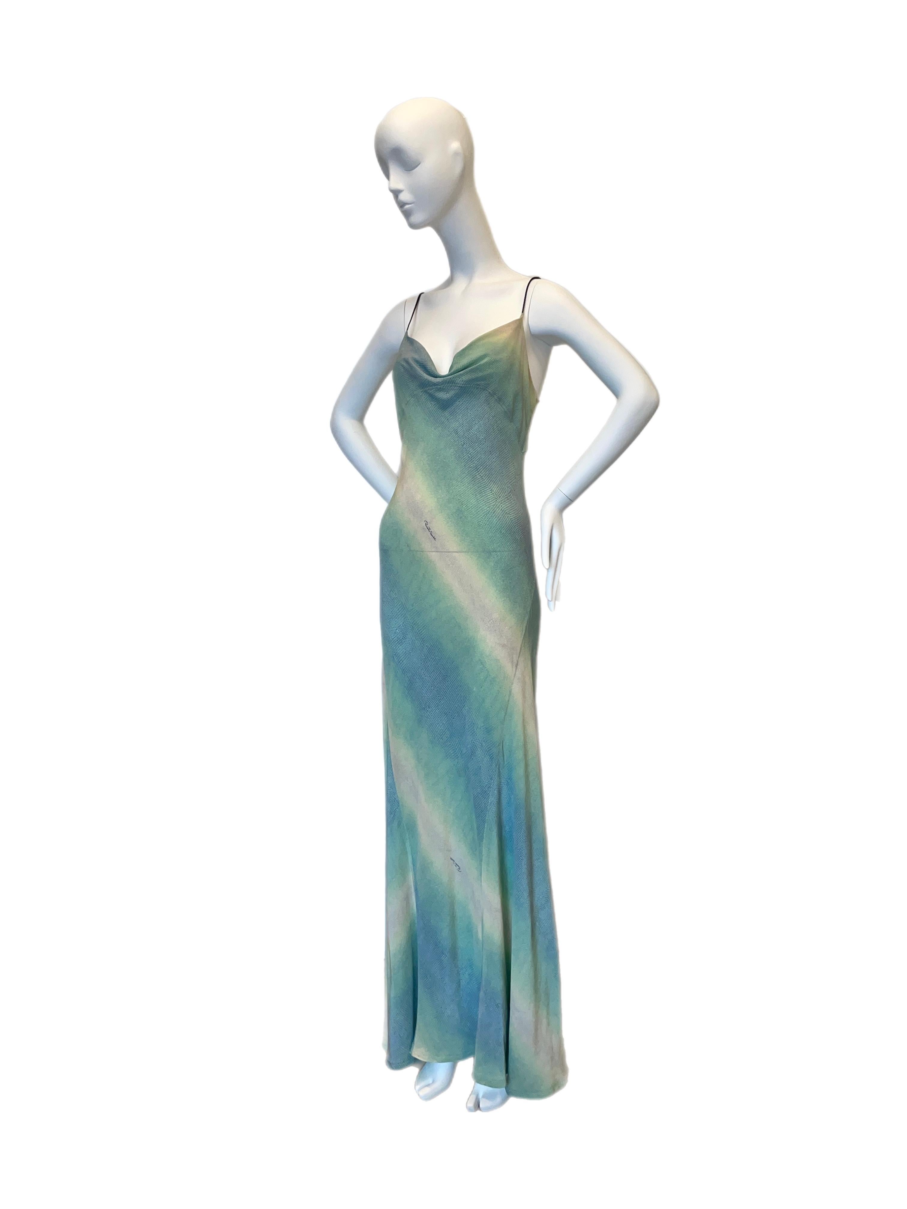 Roberto Cavalli 2002 vintage silk evening gown with shawl In Good Condition In Leonardo, NJ