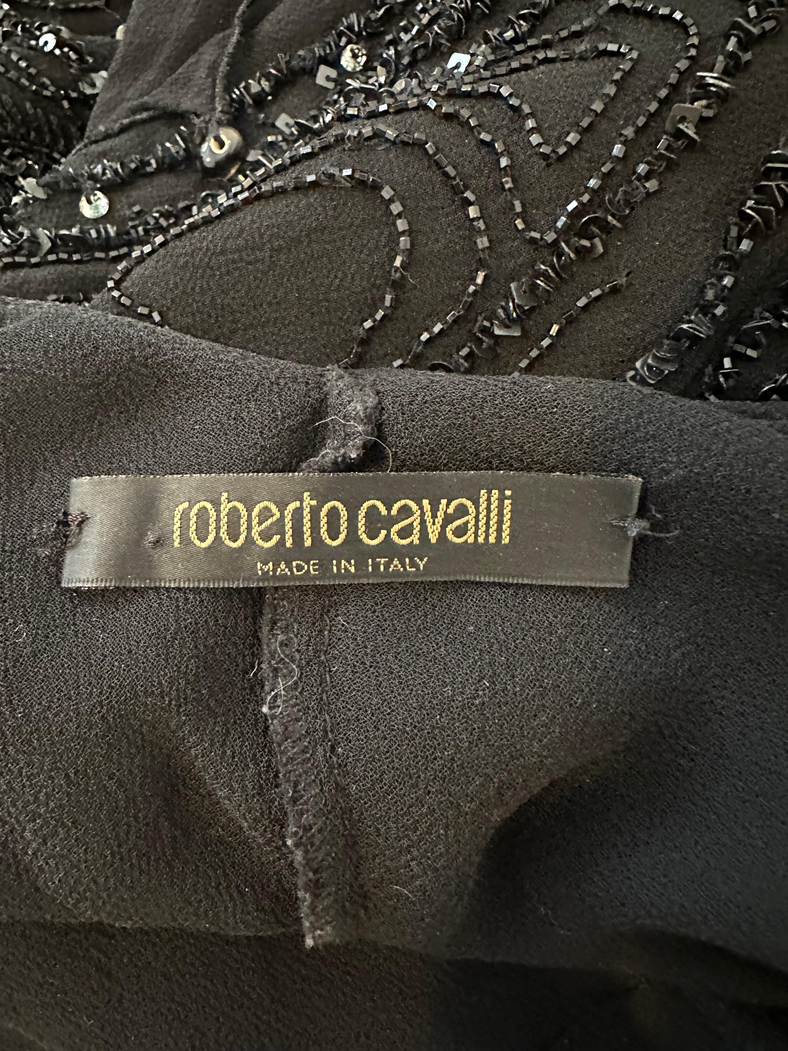Roberto Cavalli 2003 Schwarzes perlenbesetztes Maxikleid  im Angebot 4