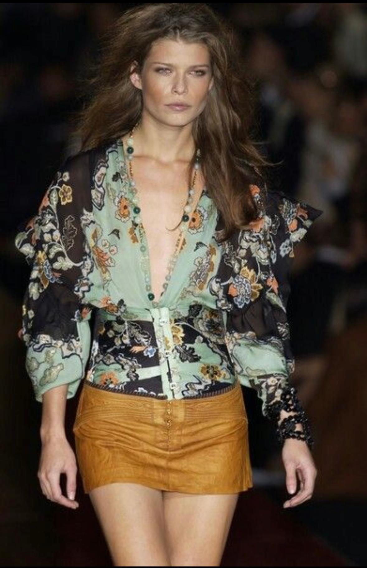 Roberto Cavalli 2003 chinoiserie silk blouse For Sale 4