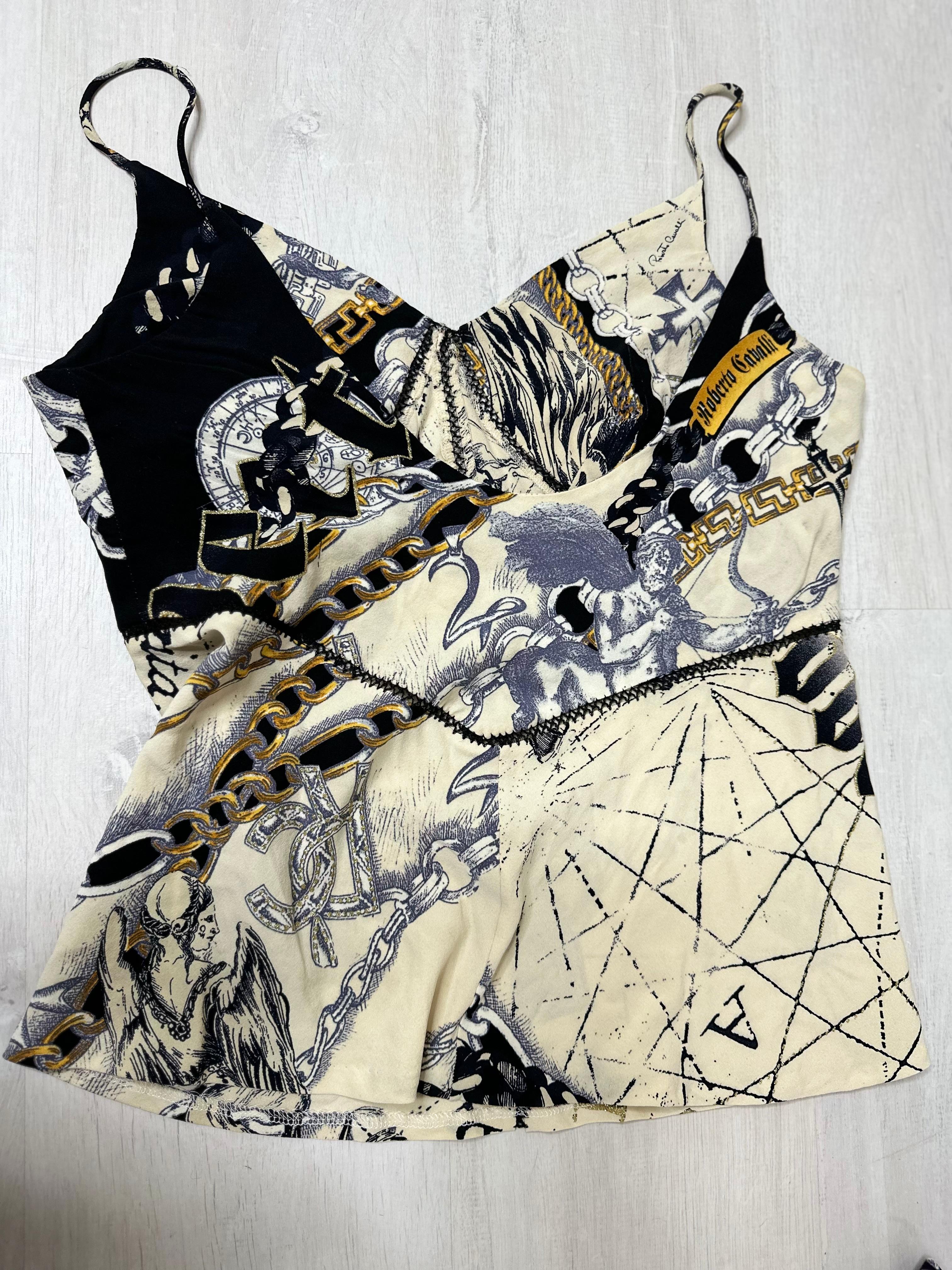 Roberto Cavalli 2003 constellation silk top and skirt set For Sale 6