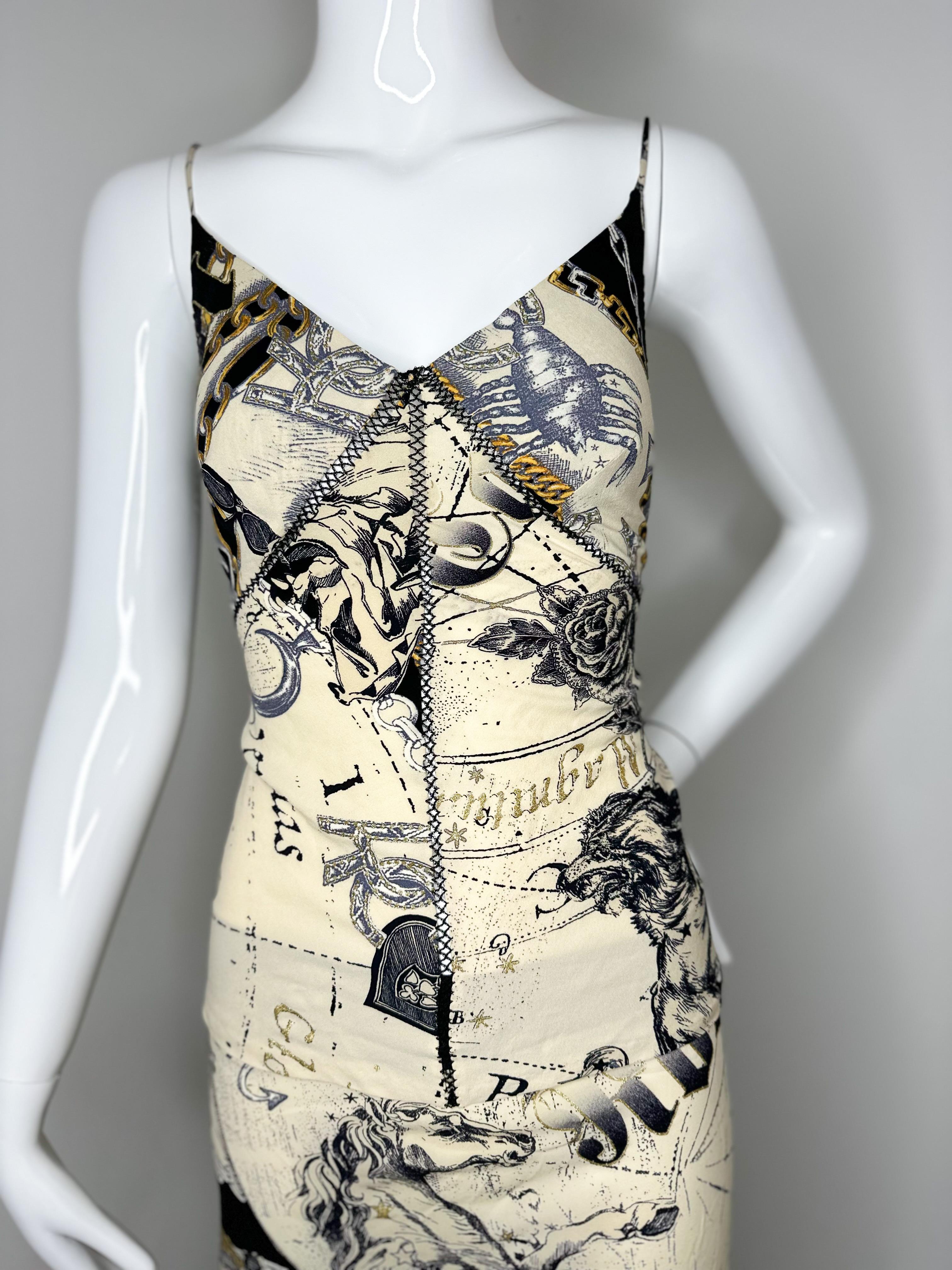 Roberto Cavalli 2003 constellation silk top and skirt set For Sale 1
