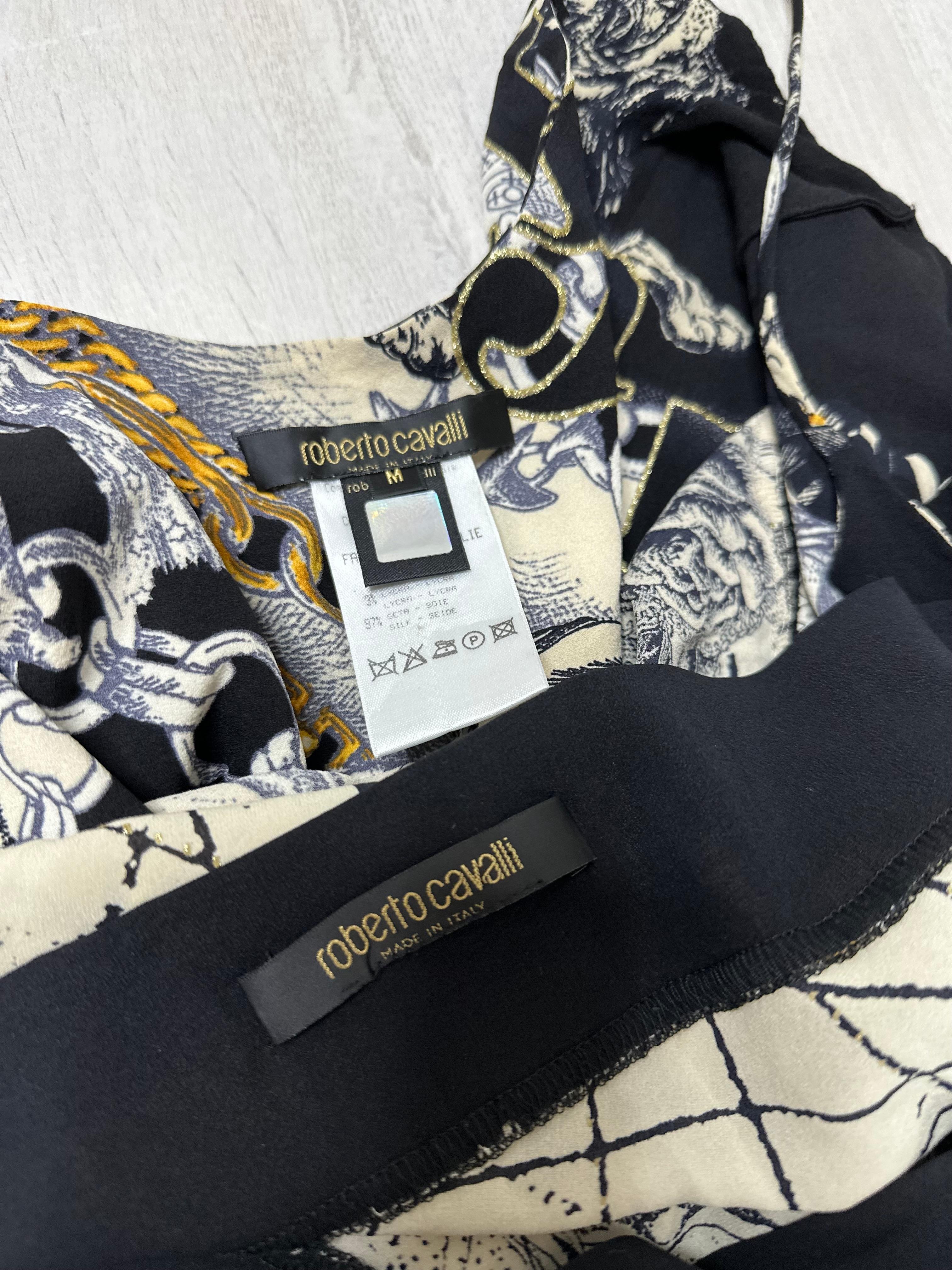 Roberto Cavalli 2003 constellation silk top and skirt set For Sale 4