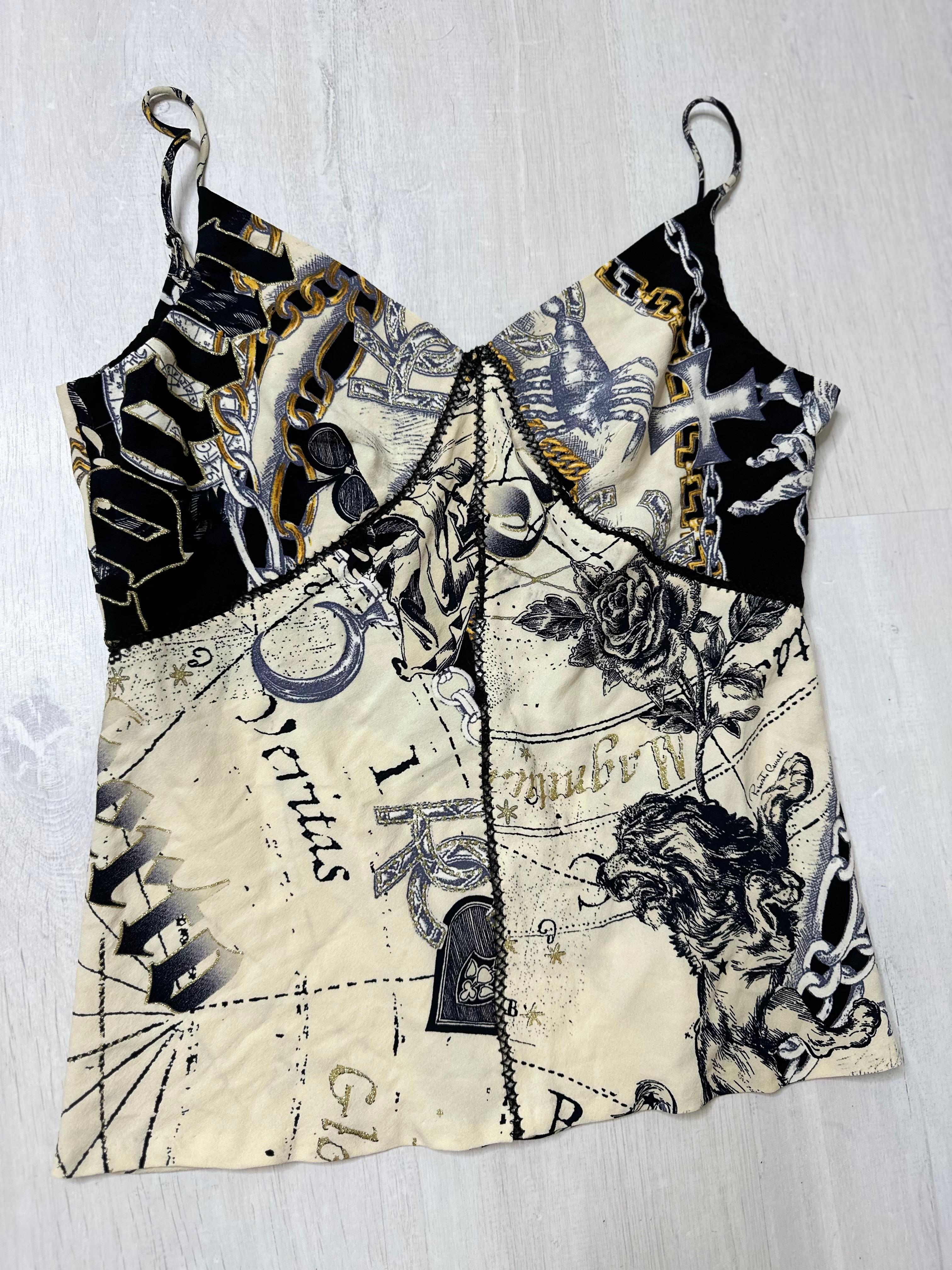 Roberto Cavalli 2003 constellation silk top and skirt set For Sale 5