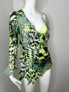 Roberto Cavalli 2003 psychedelic print camisole cardigan set
