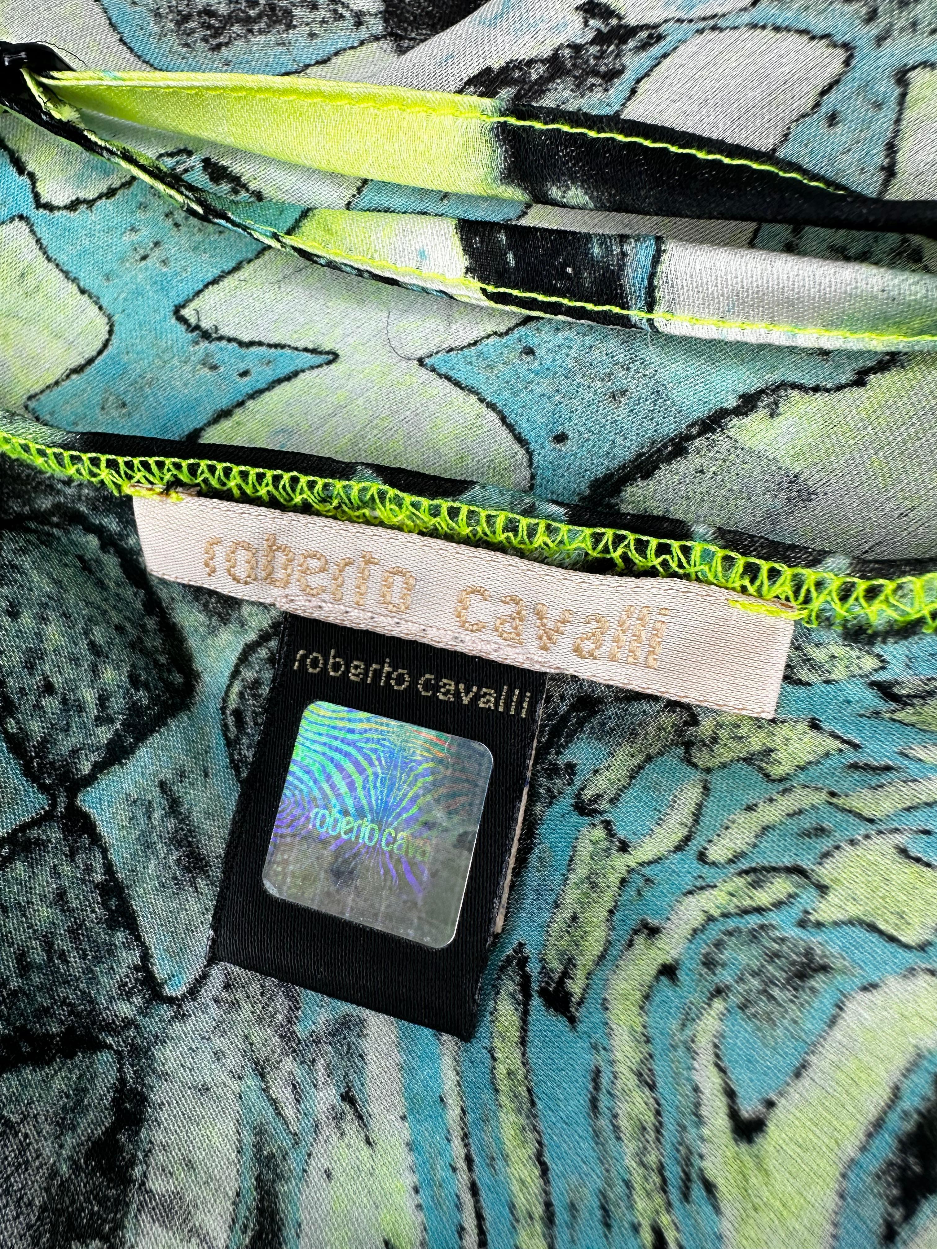 Women's Roberto Cavalli 2003 psychedelic print silk camisole For Sale