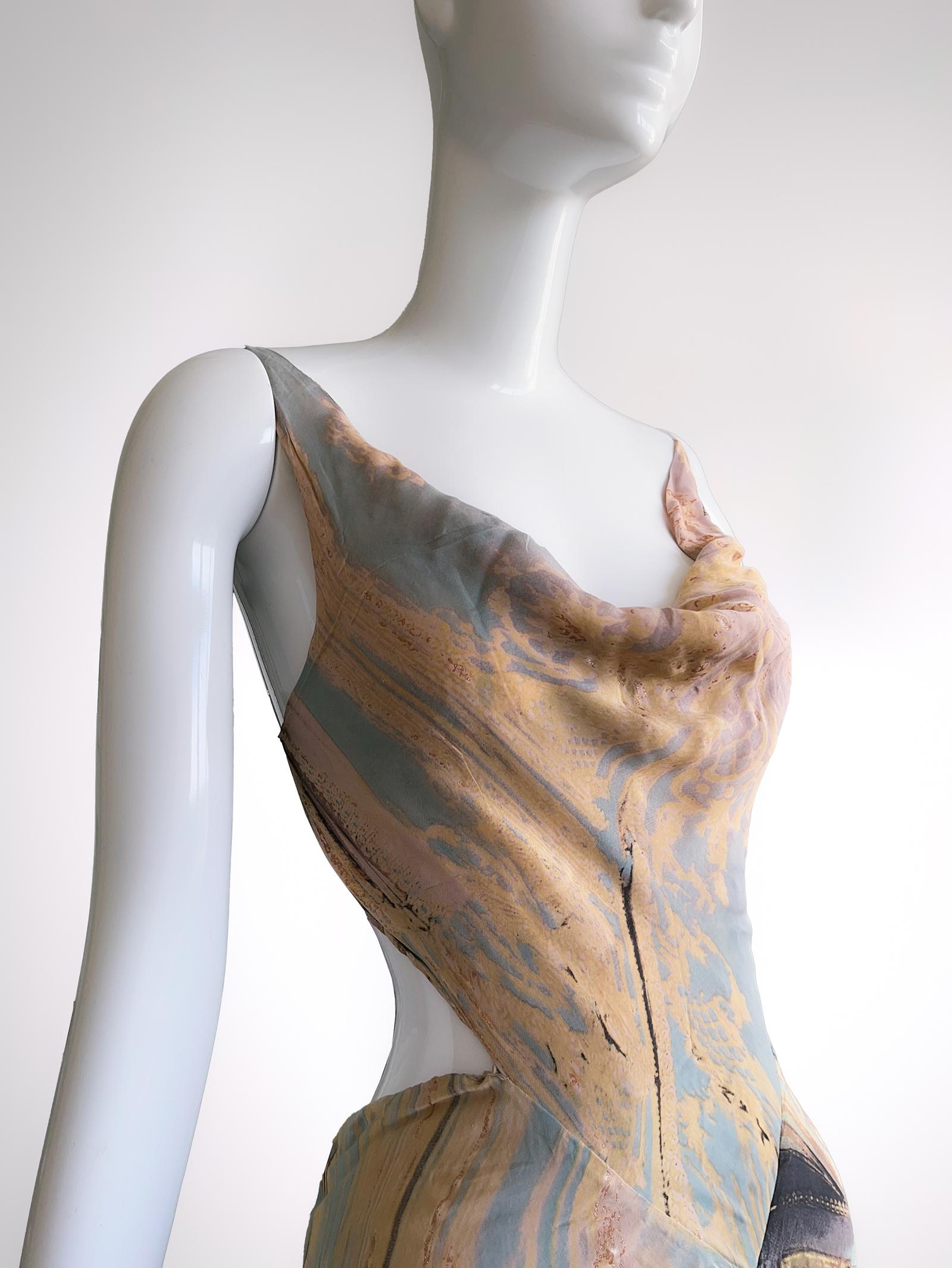 Roberto Cavalli 2003 Runway Cut-Out Silk Gown Showstopper Dress For Sale 1