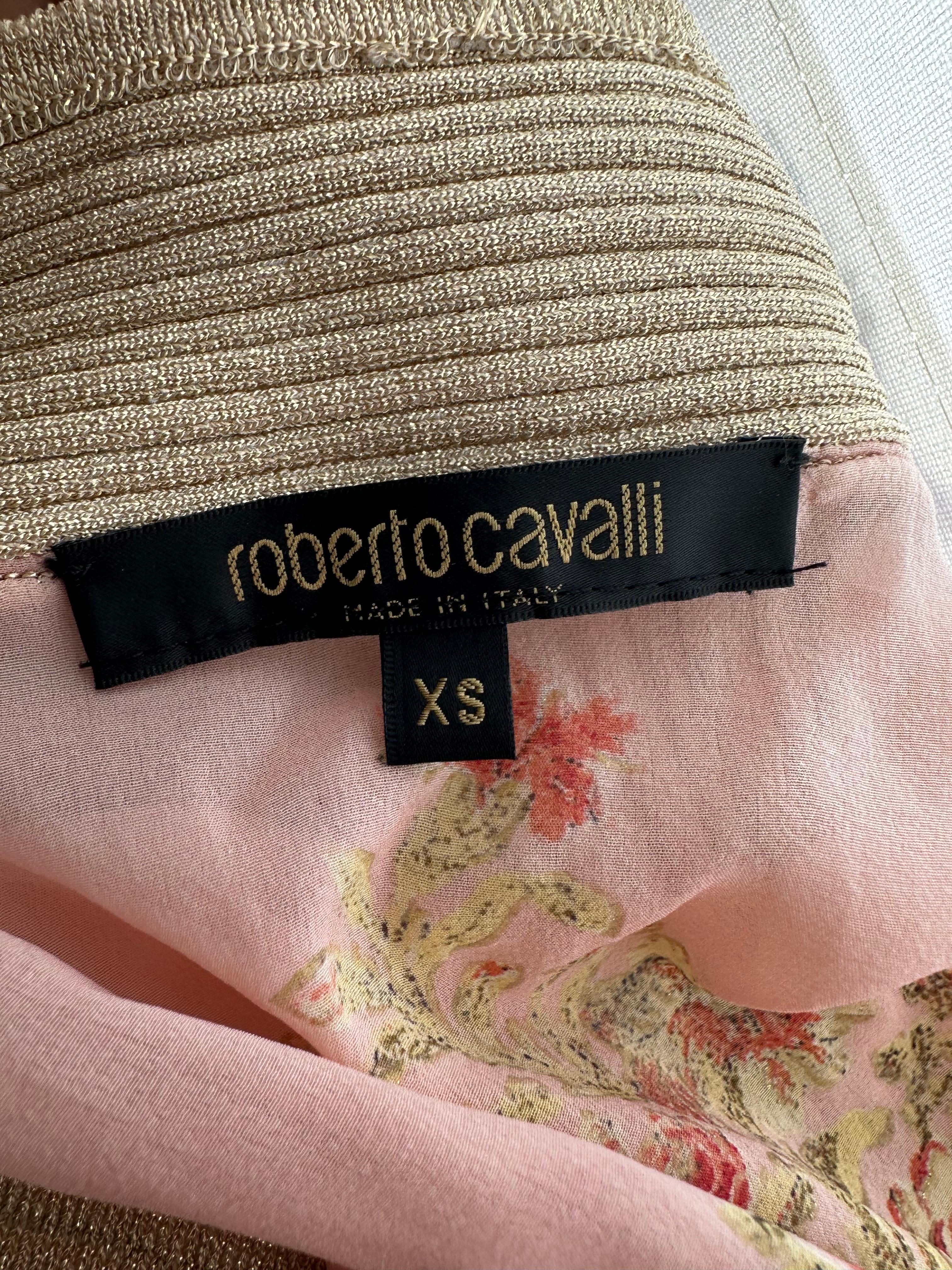 Women's Roberto Cavalli 2003 silk beaded pheasant print blouse