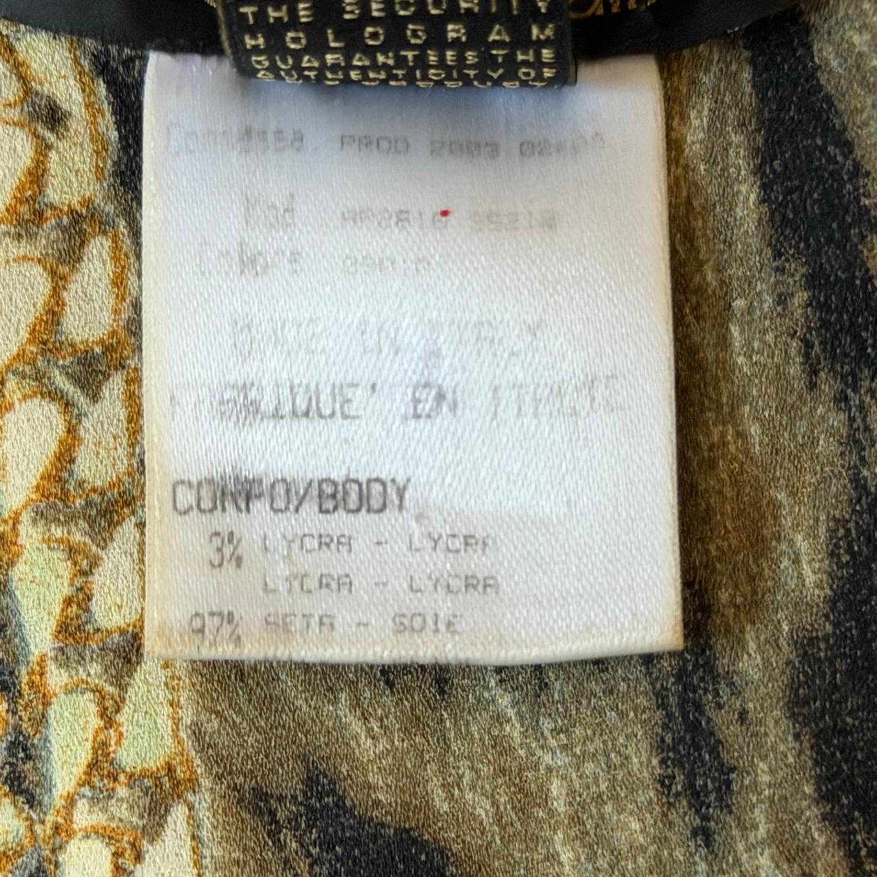 Roberto Cavalli 2003 Corsé de seda con encaje y estampado animal en venta 2