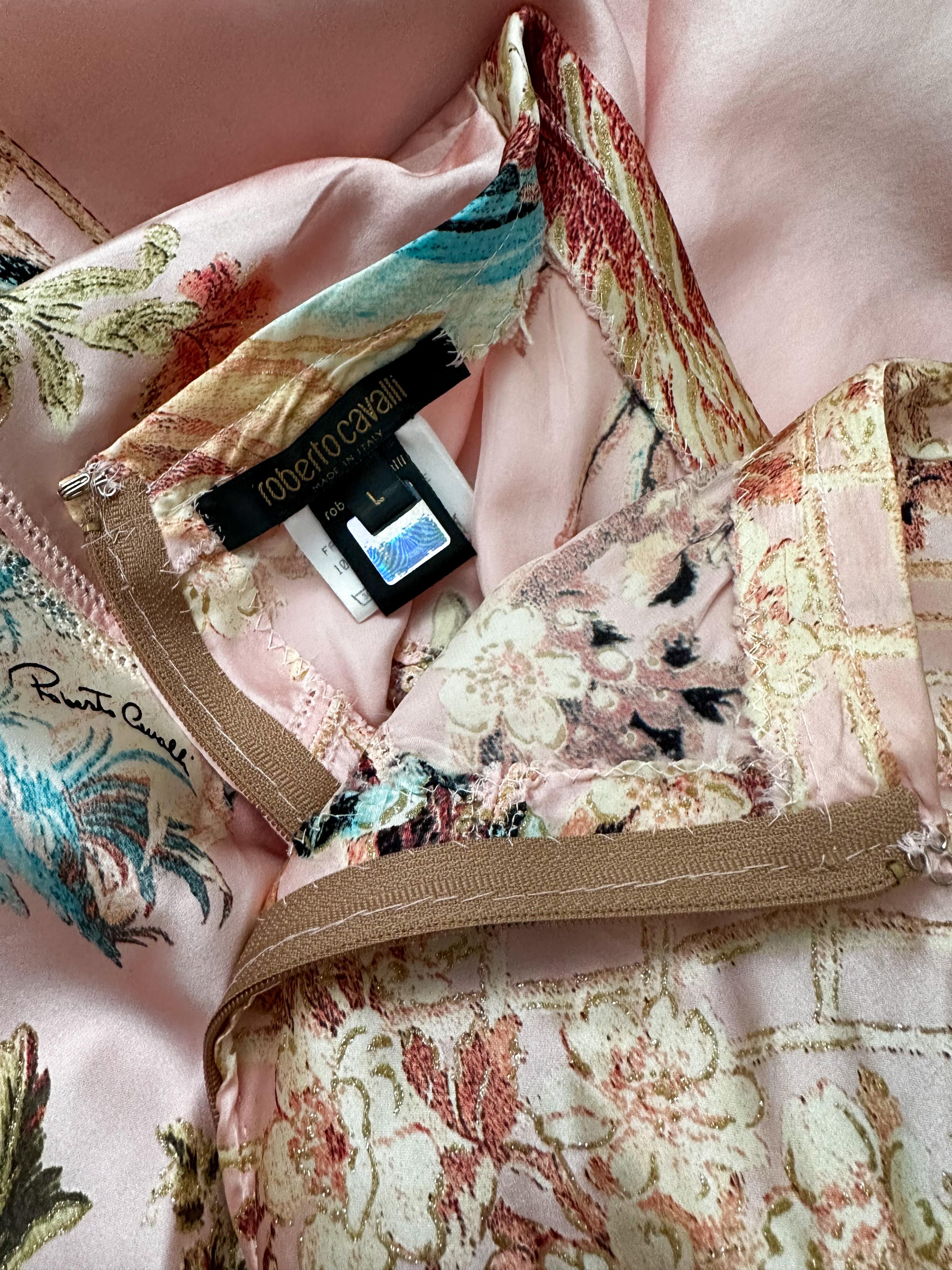 Roberto Cavalli 2003 silk pheasant print top and maxi skirt set 3