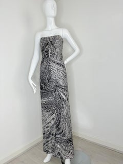 Roberto cavalli 2003 silver sequin color maxi gown dress