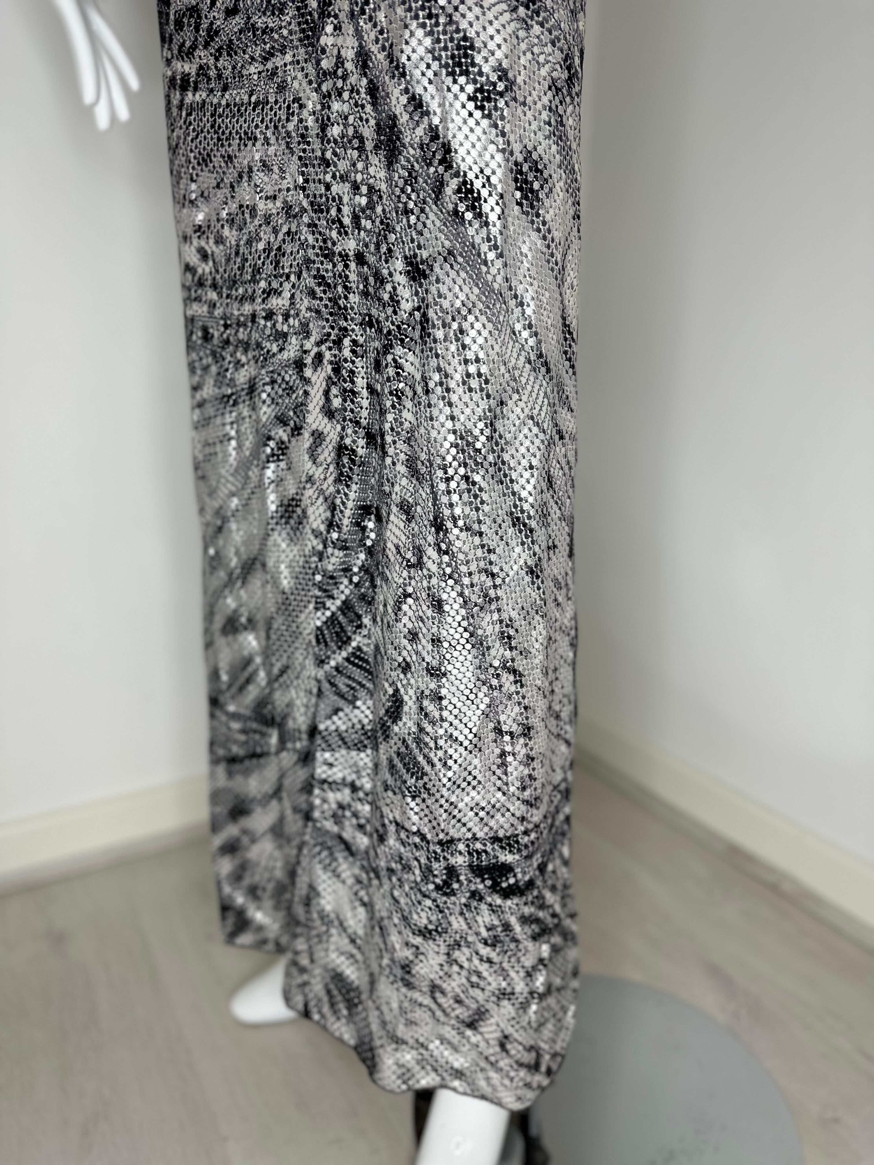 Roberto cavalli 2003 silver sequin color maxi gown dress For Sale 3