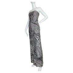 Roberto cavalli 2003 silver sequin color maxi gown dress