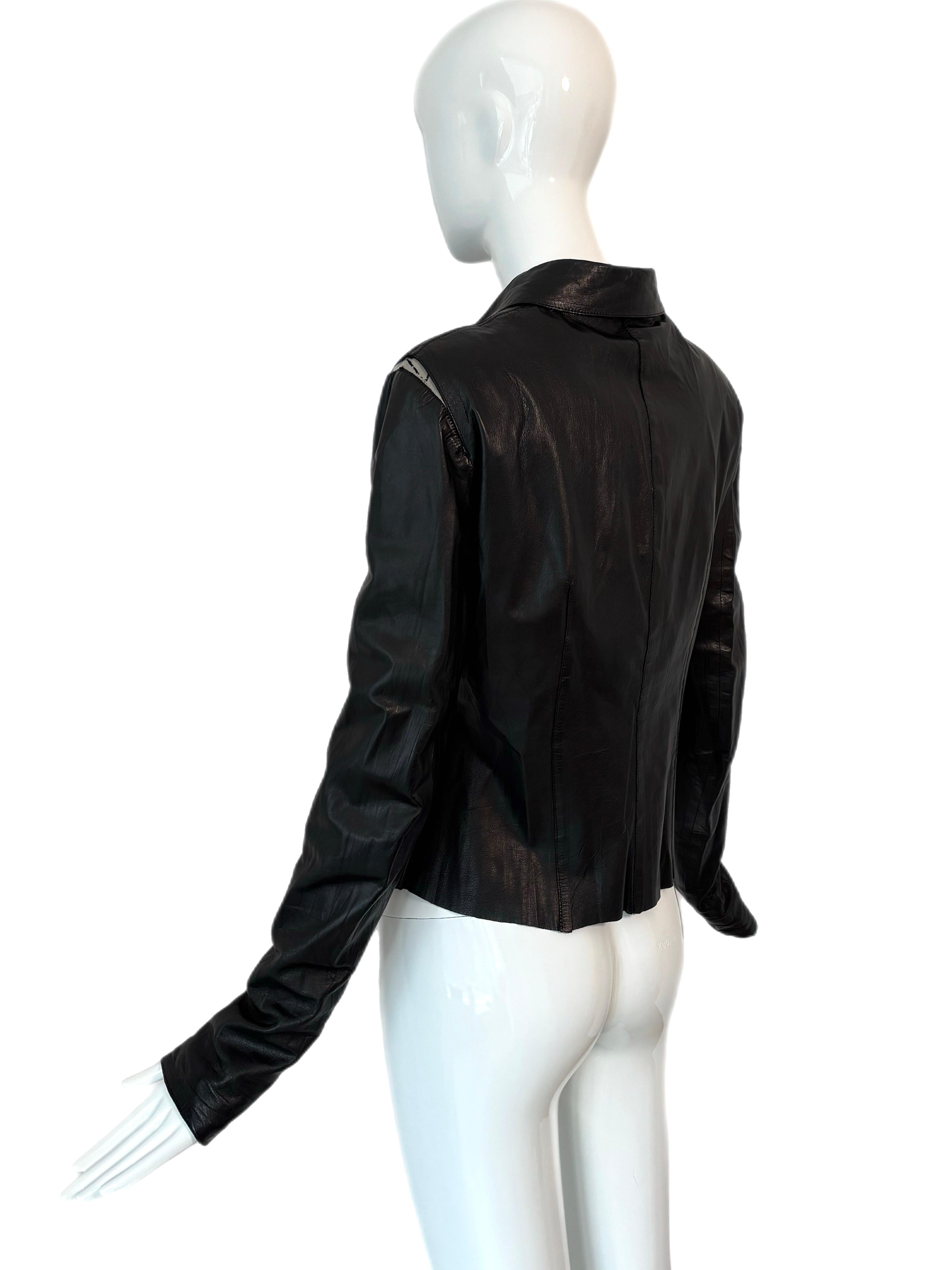Women's ROBERTO CAVALLI 2003 Vintage Leather & Silk Shirt For Sale