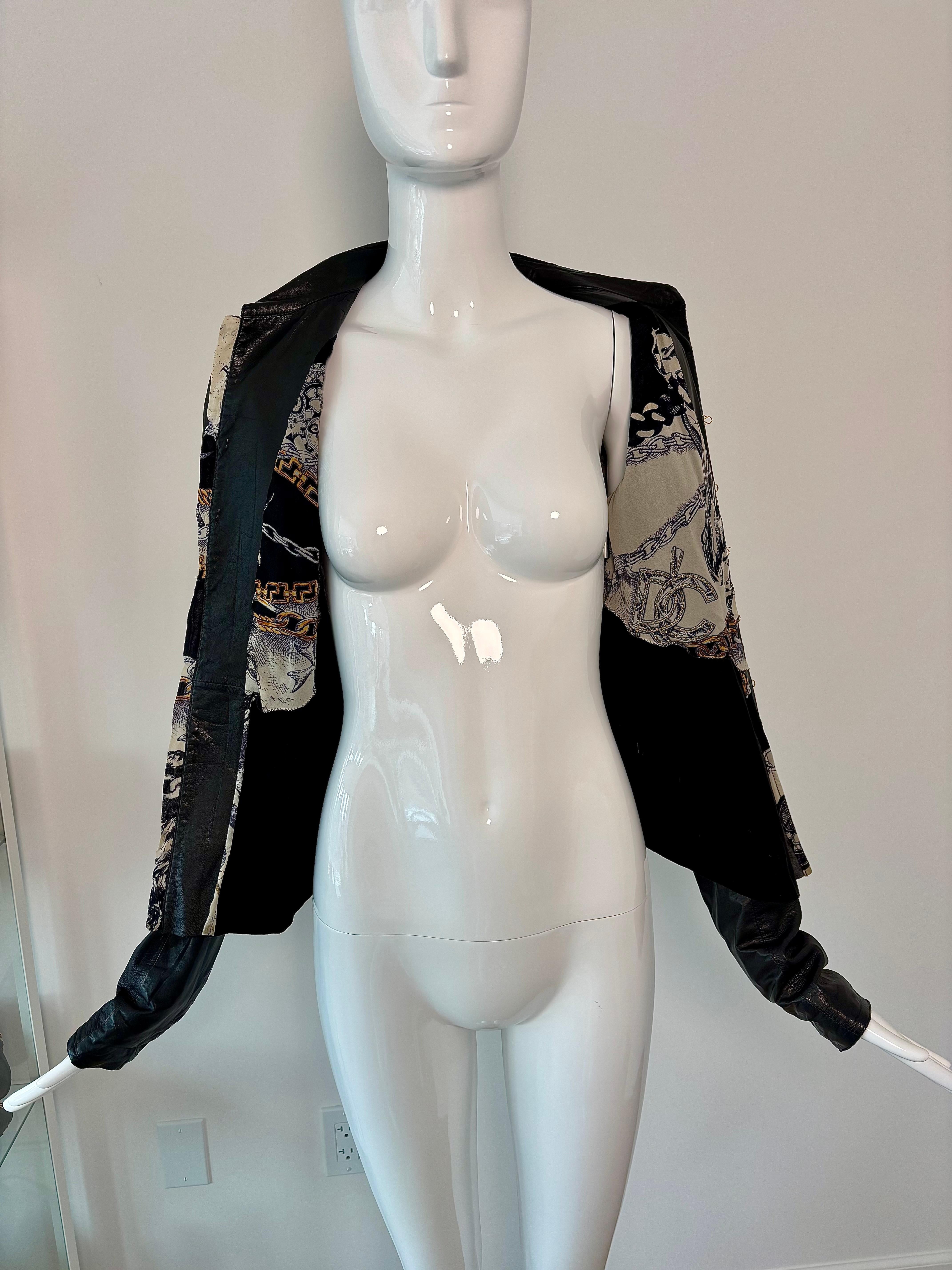 ROBERTO CAVALLI 2003 Vintage Leather & Silk Shirt For Sale 4