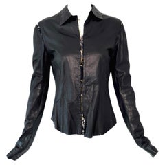 ROBERTO CAVALLI 2003 Vintage Leather & Silk Shirt