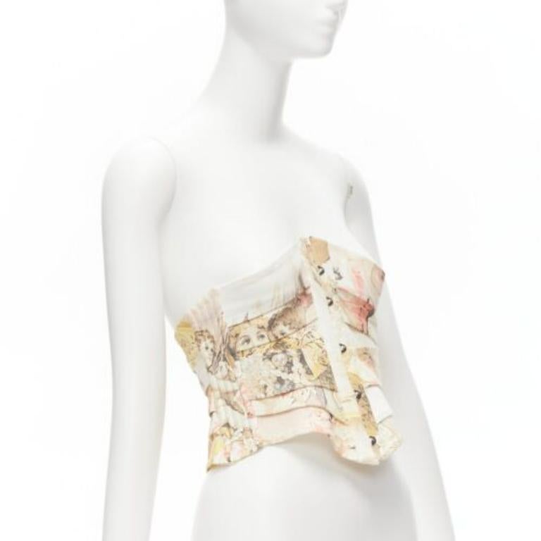 White ROBERTO CAVALLI 2003 Vintage Runway white angels rose print corset M