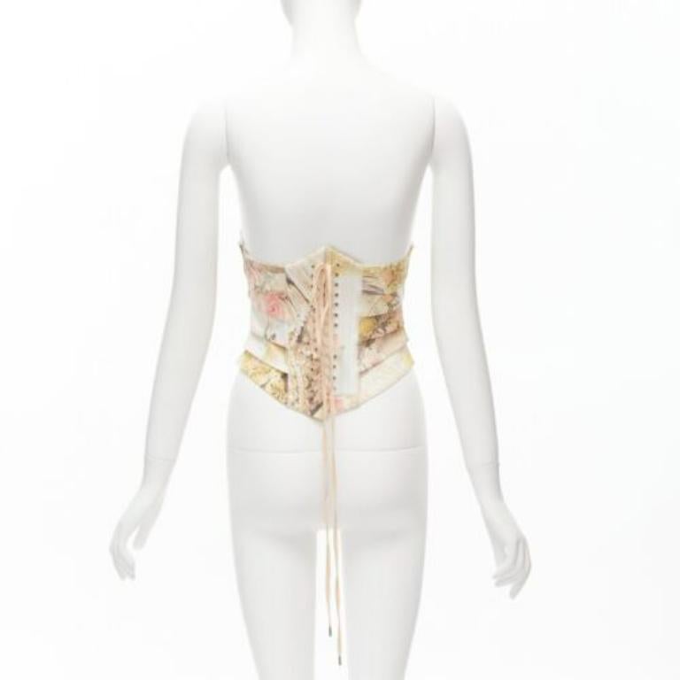 Women's ROBERTO CAVALLI 2003 Vintage Runway white angels rose print corset M