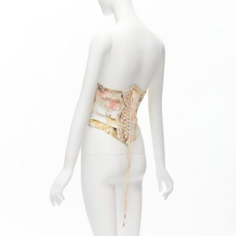ROBERTO CAVALLI 2003 Vintage Runway white angels rose print corset M 1