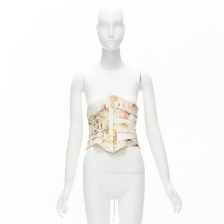 ROBERTO CAVALLI 2003 Vintage Runway white angels rose print corset M 4