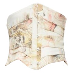ROBERTO CAVALLI 2003 Vintage Runway white angels rose print corset M