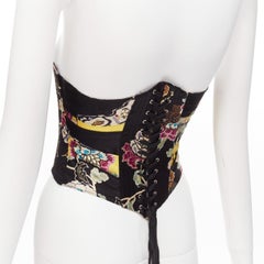 ROBERTO CAVALLI 2003 Vintage Runway yellow chinoiserie oriental print silk corse