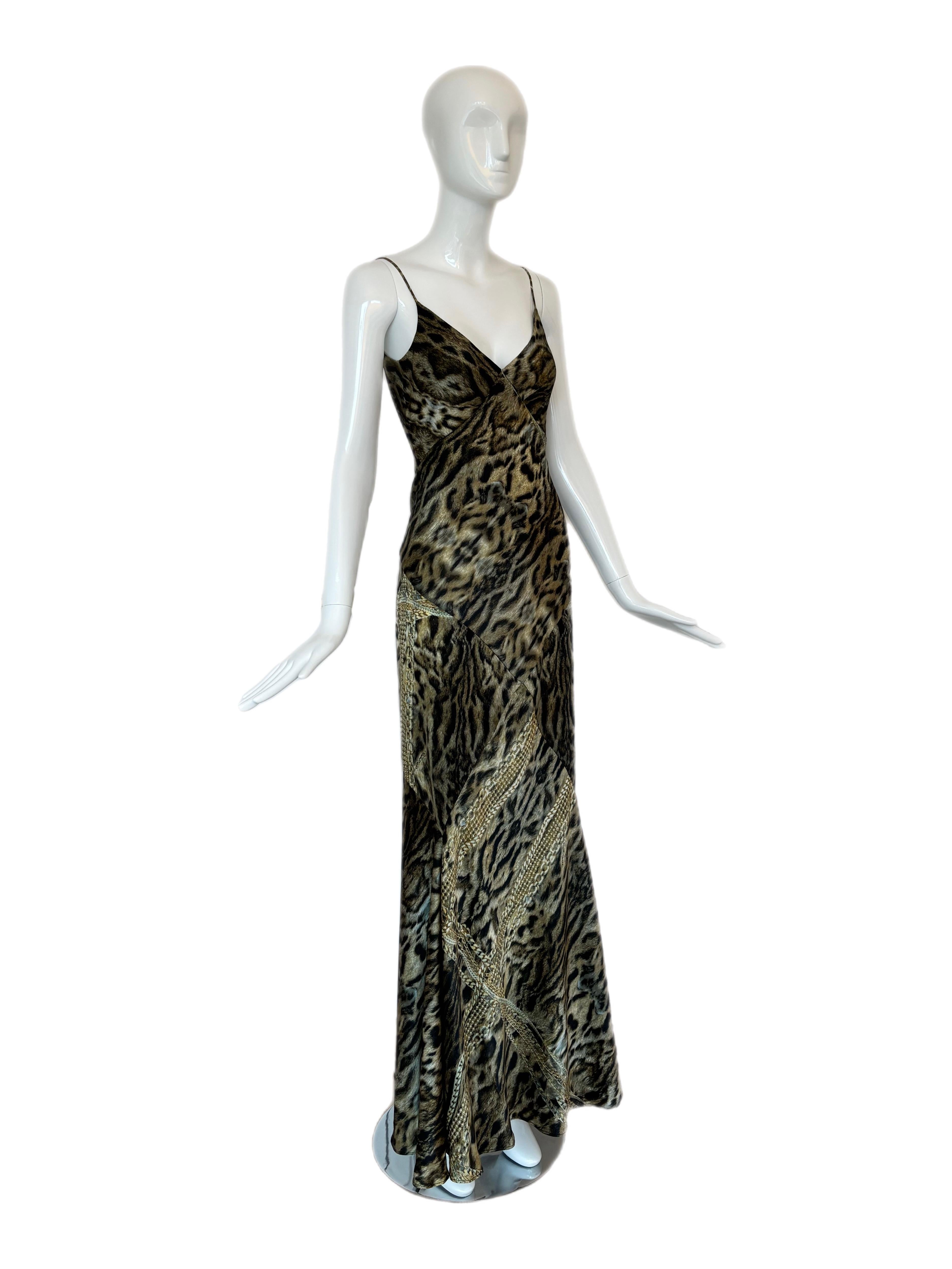 ROBERTO CAVALLI Vestido de noche de seda Vintage 2003 Negro