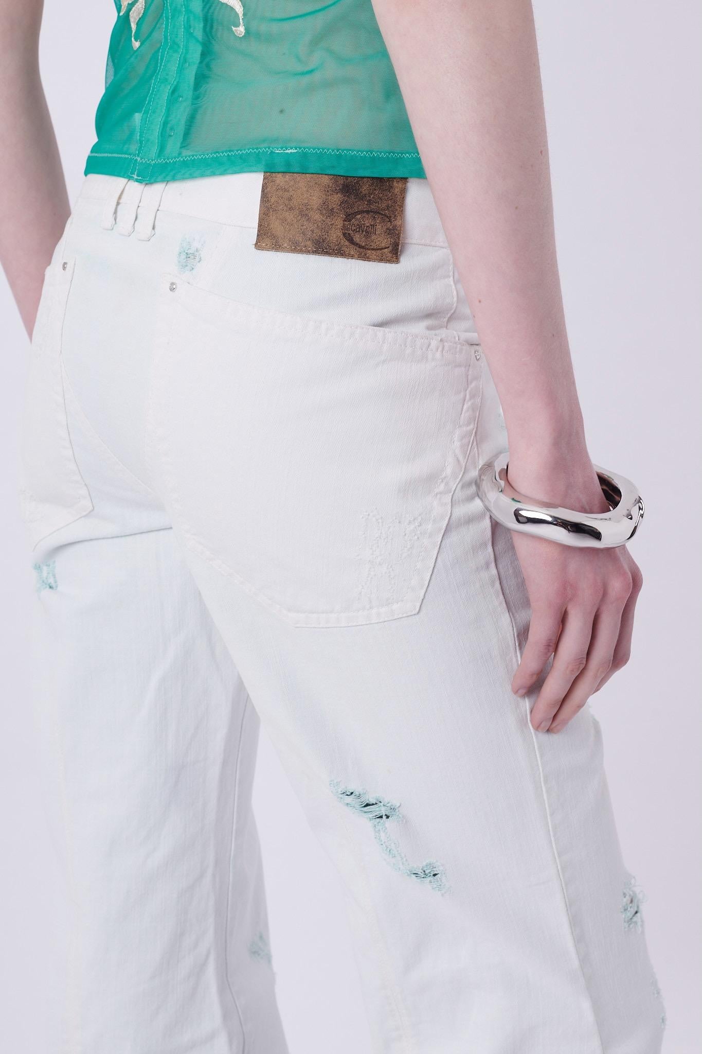 Roberto Cavalli 2004 Bleached Distressed Jeans In Excellent Condition For Sale In London, GB