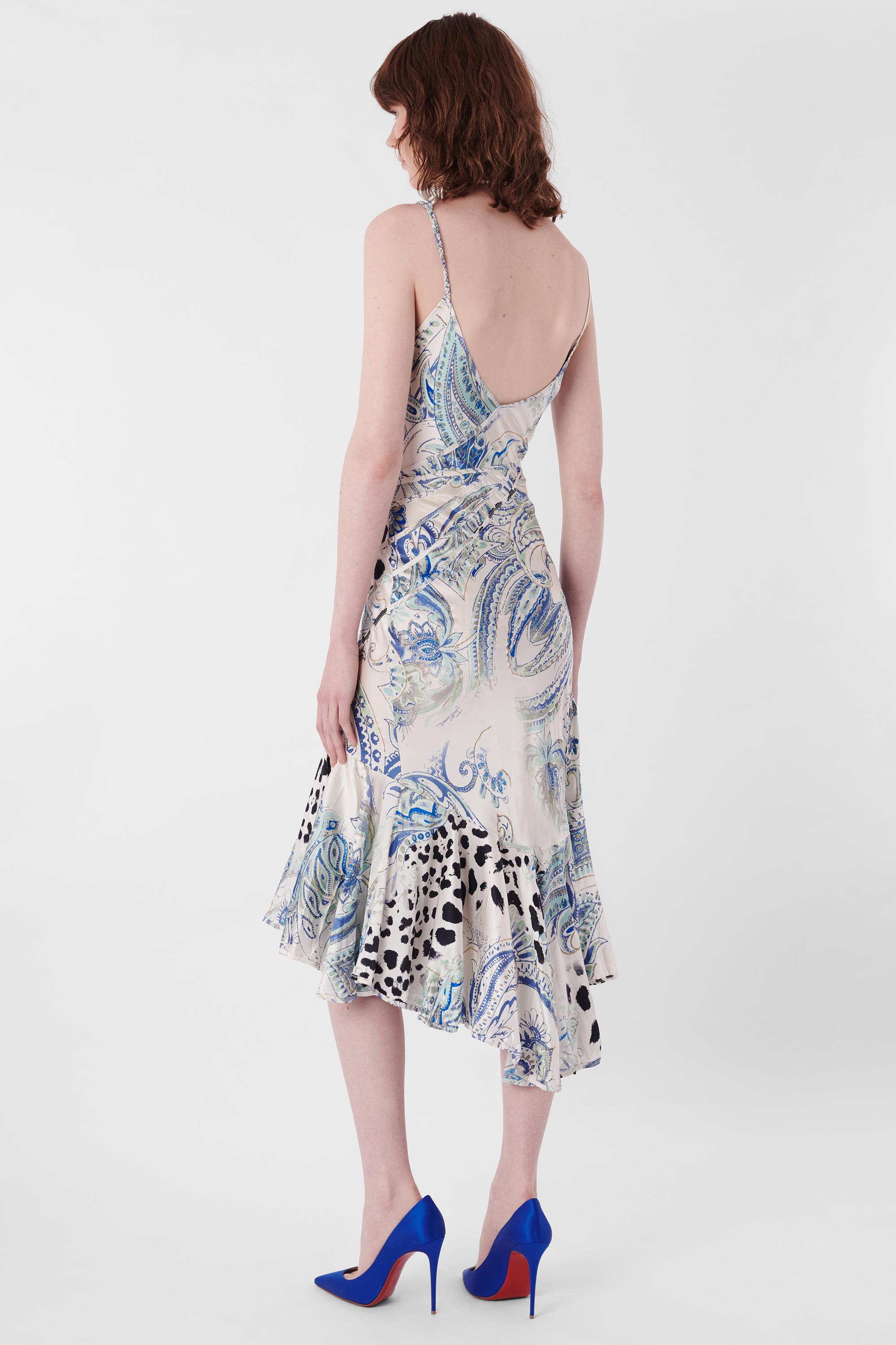 Grigio Roberto Cavalli 2004: abito a sirena con stampa paisley in vendita