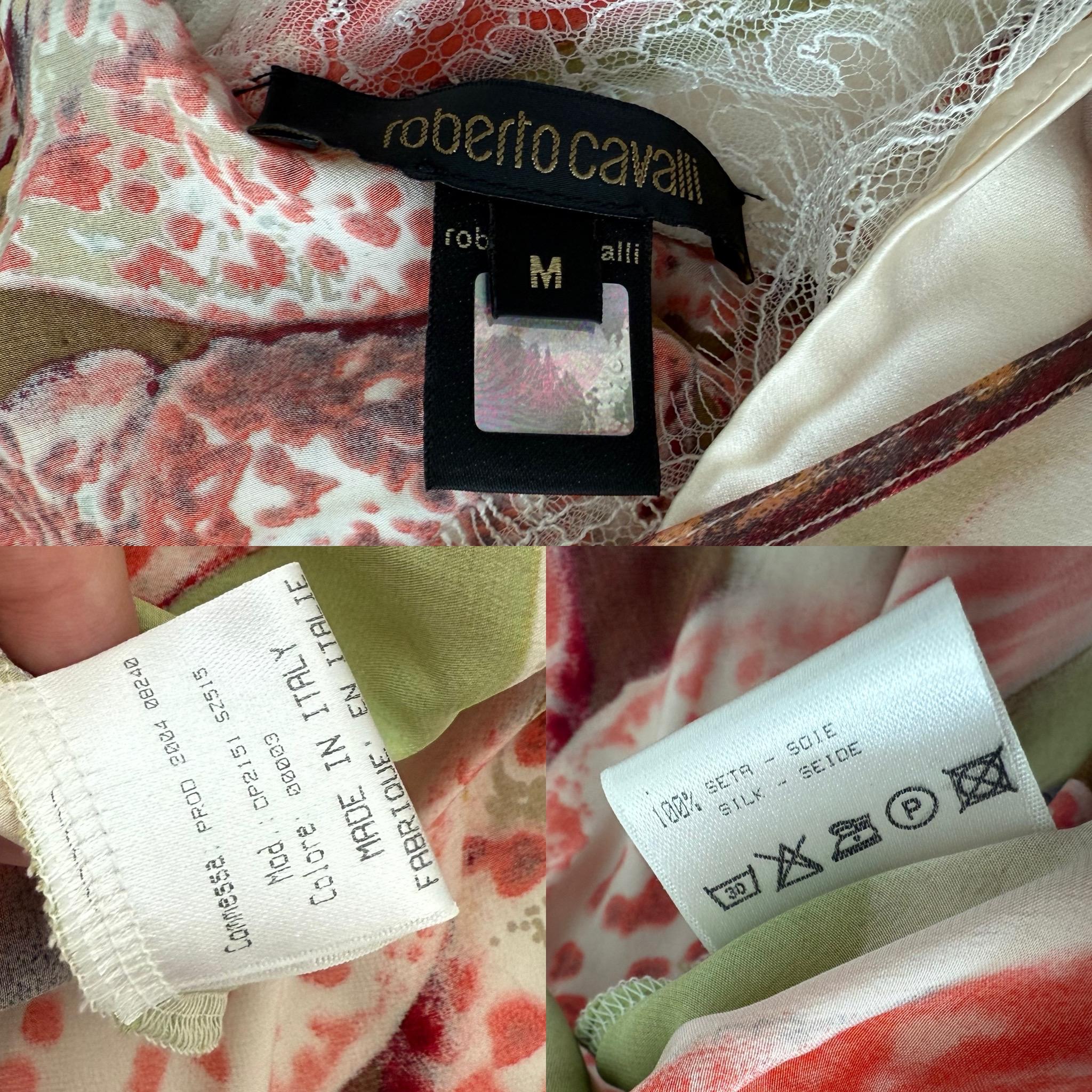 ROBERTO CAVALLI 2004 Vintage-Kleid aus Seide mit Blumenverzierung im Angebot 2