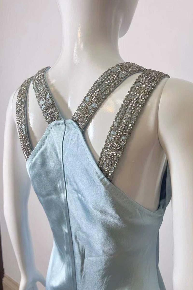 Roberto Cavalli 2005 Baby Blue Silk Maxi Gown In Excellent Condition In London, GB