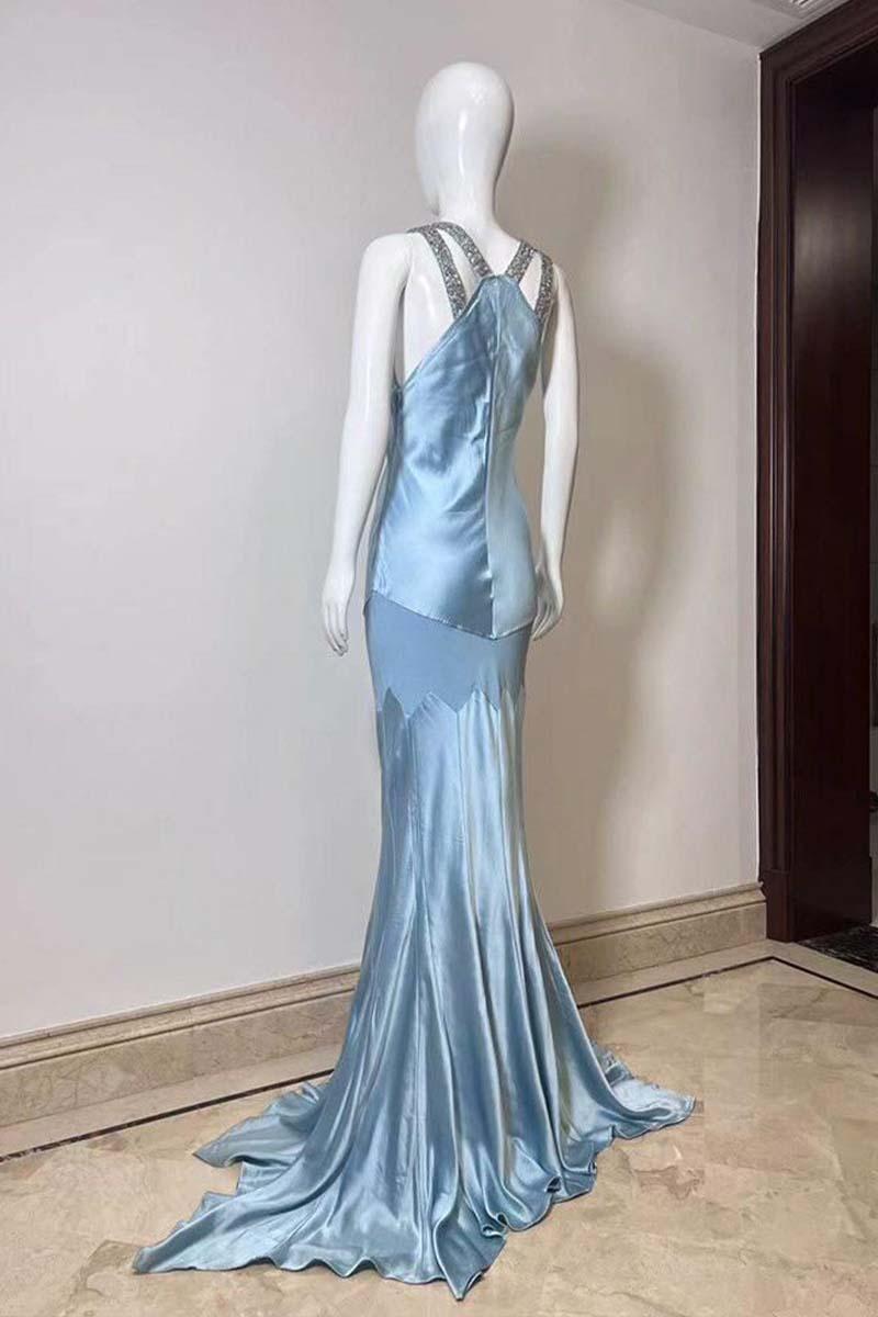 Women's Roberto Cavalli 2005 Baby Blue Silk Maxi Gown